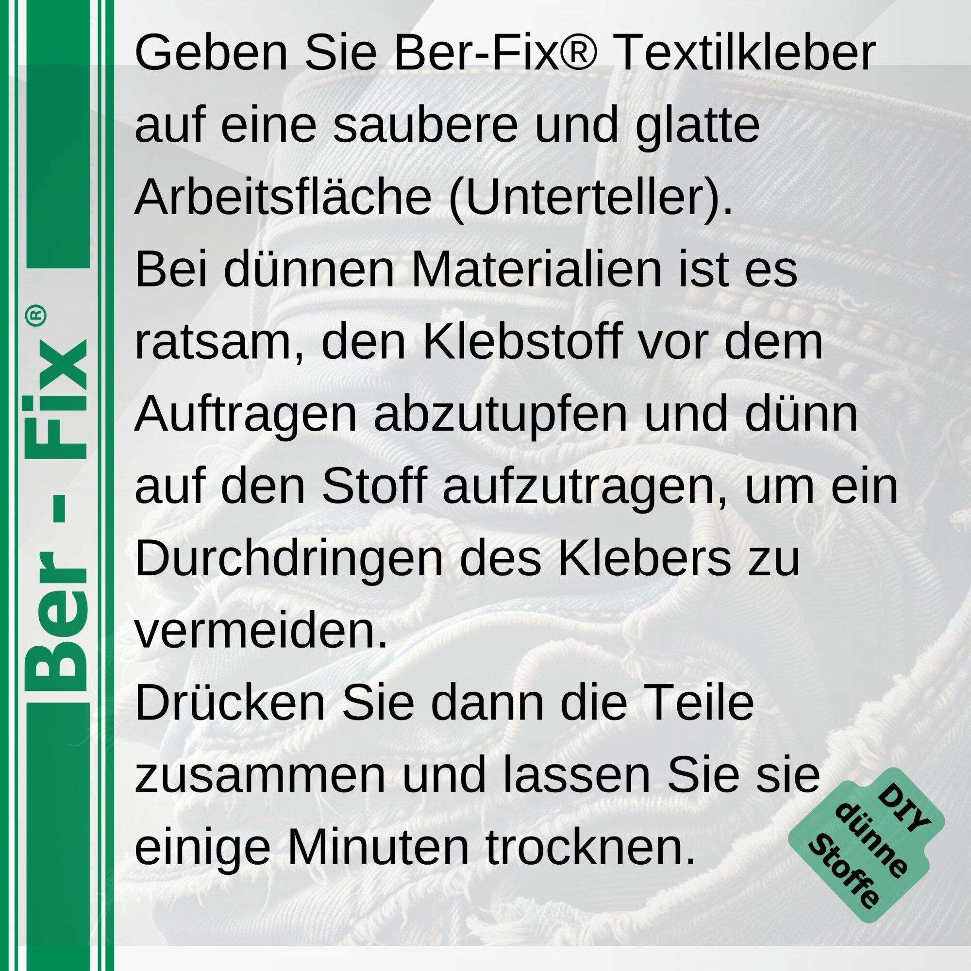 Ber-Fix® Textilkleber 40 g mit 12 Schwämmchen – sauber arbeiten