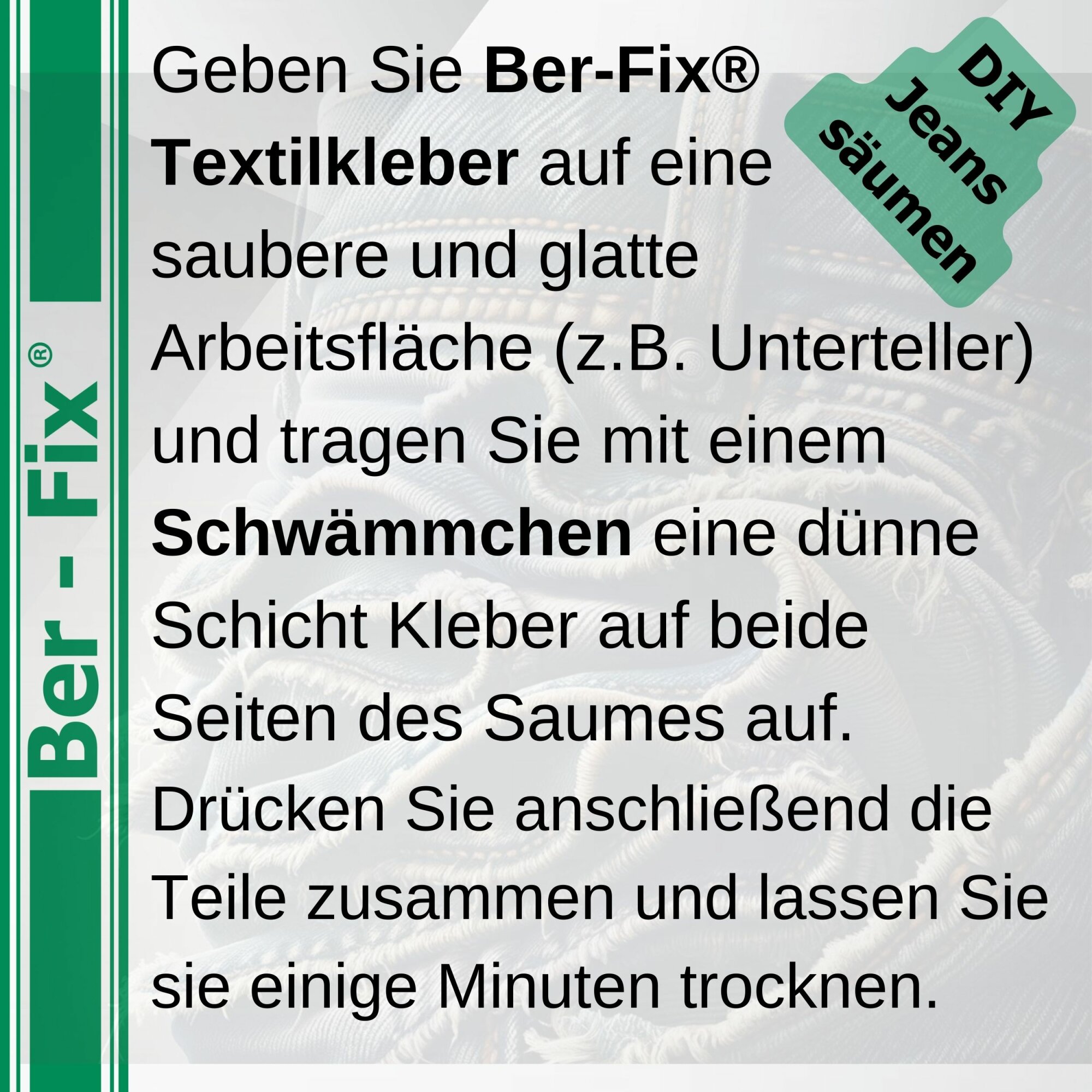Ber-Fix® Textilkleber 40 g mit 12 Schwämmchen – sauber arbeiten