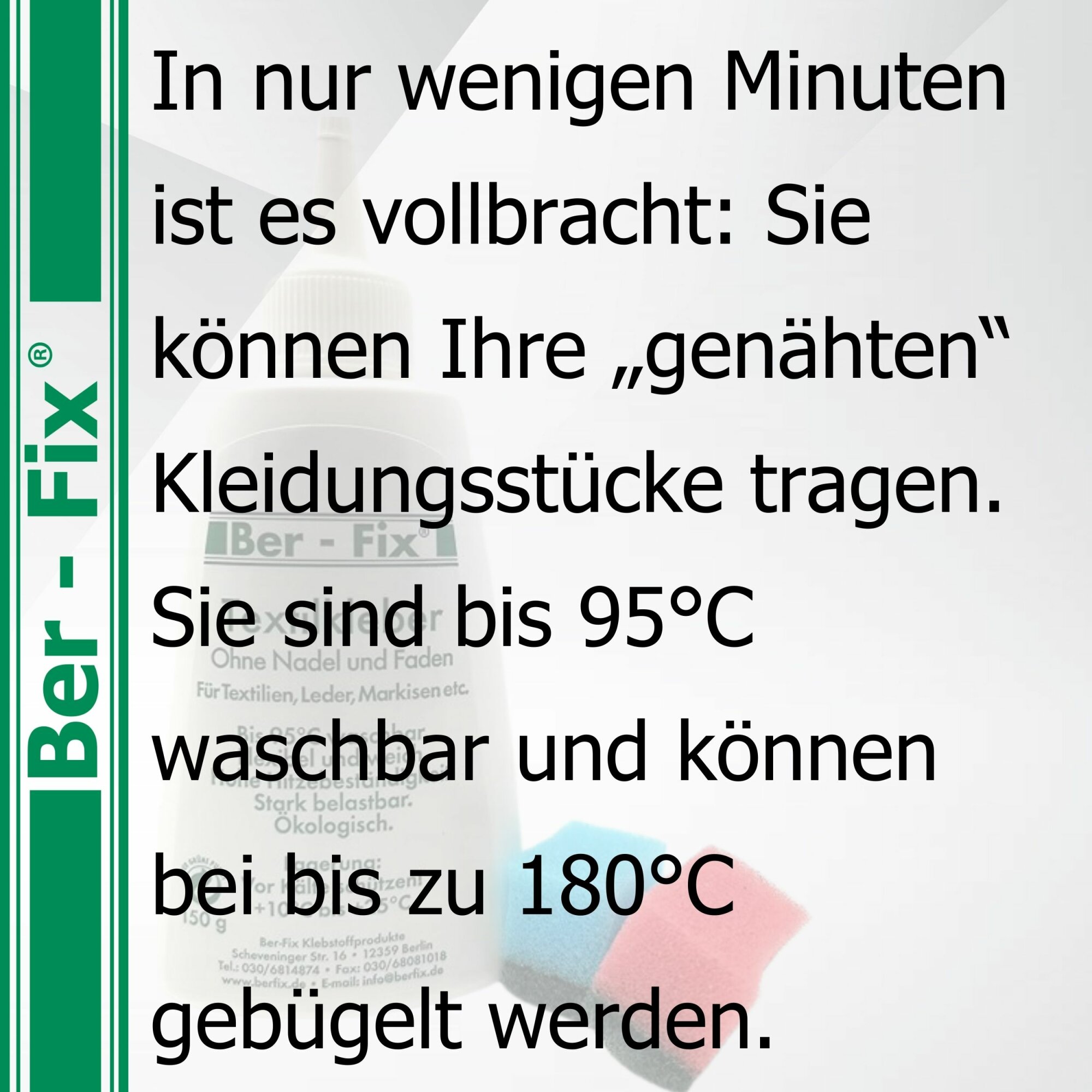 Ber-Fix® Textilkleber 150 g mit 12 Schwämmchen – für mehrere Projekte