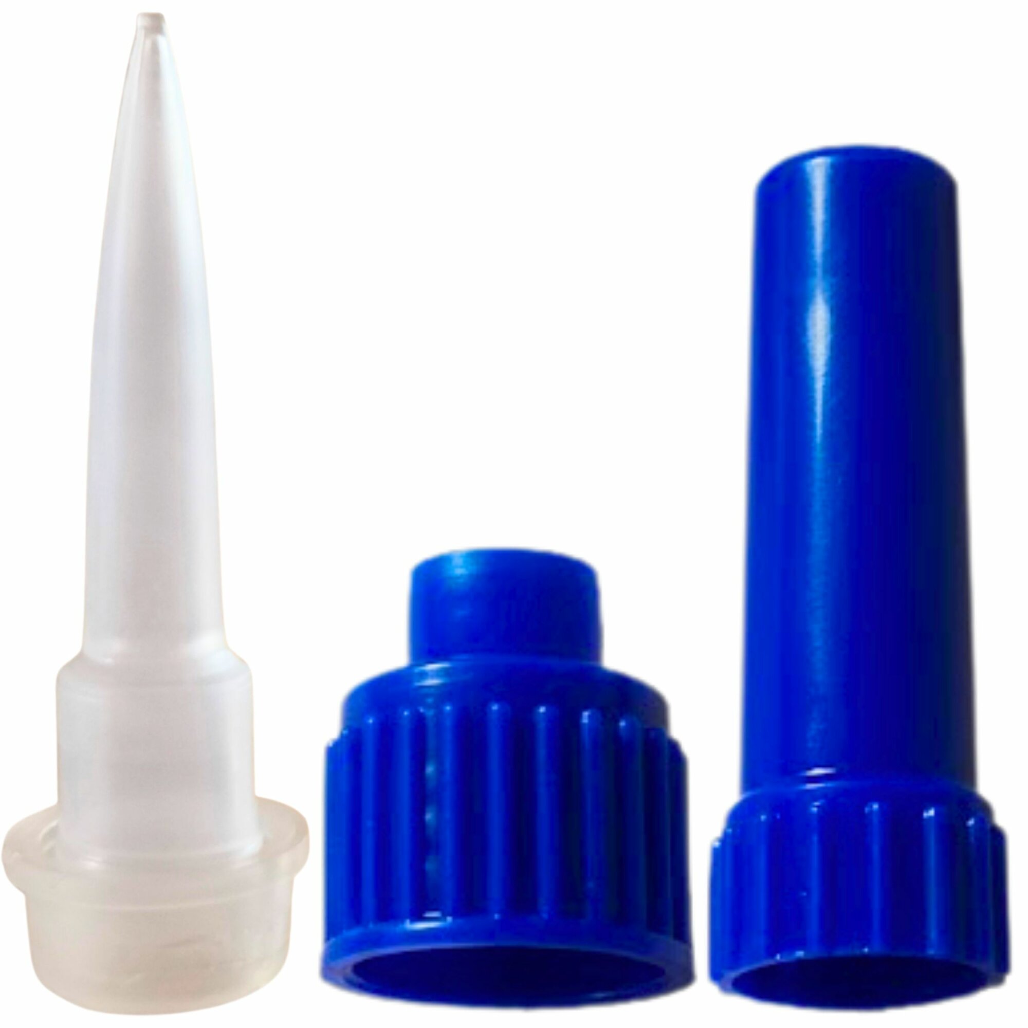 Ber-Fix® Dosierspitze blau 18 mm – lange Ausführung – Ersatz-Verschlusskappe für Rundflaschen – Feine Klebstoff-Dosierspitze mit Schutzkappe