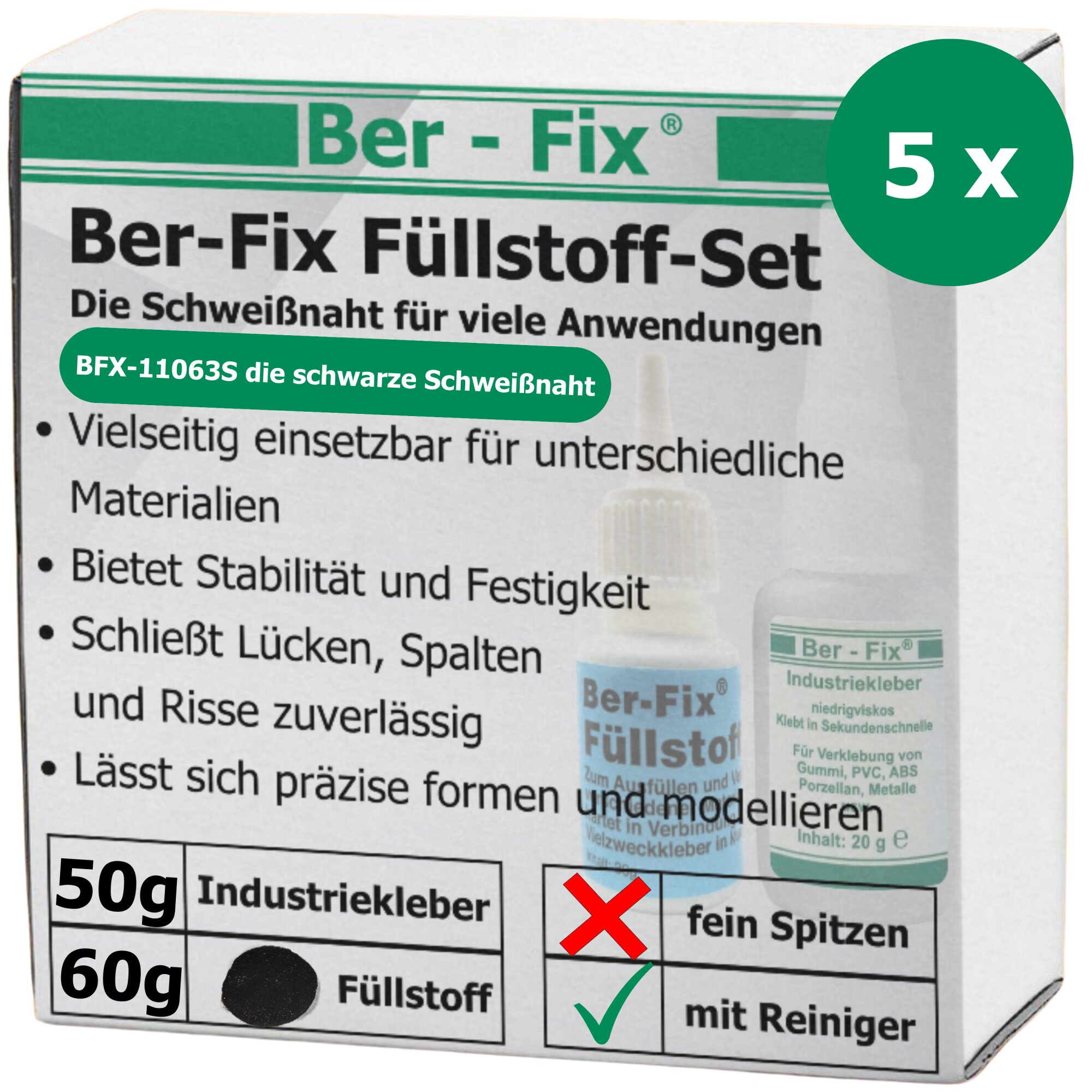 Ber-Fix® Füllstoff Set schwarz XL 5er Spar Pack