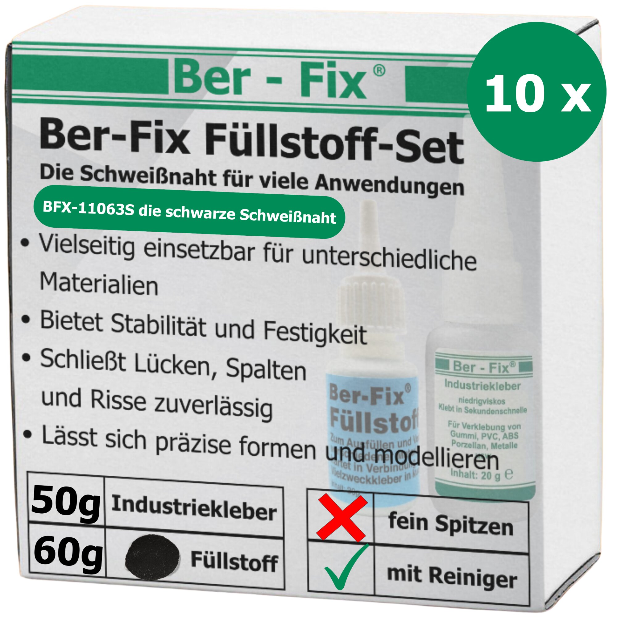 Ber-Fix® Füllstoff Set schwarz XL 10er Spar Pack