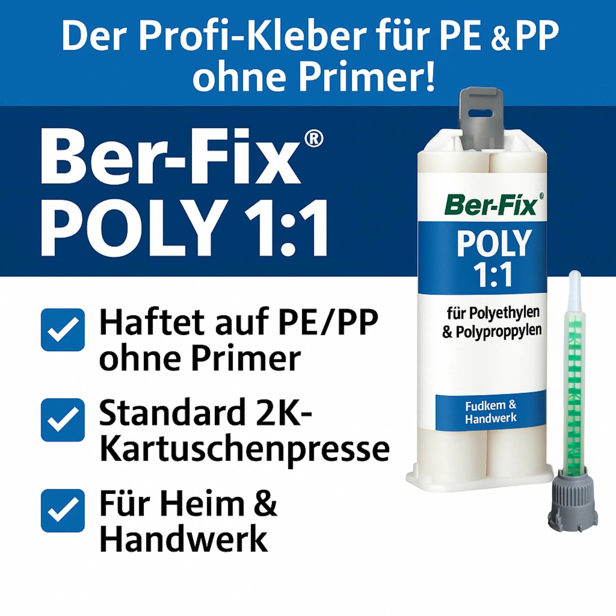 Ber-Fix® Poly 1:1 - PE PP Kleber 50g