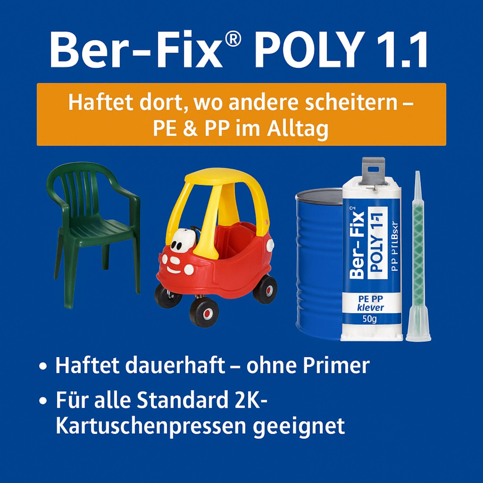 Ber-Fix® Poly 1:1 - PE PP Kleber 50g