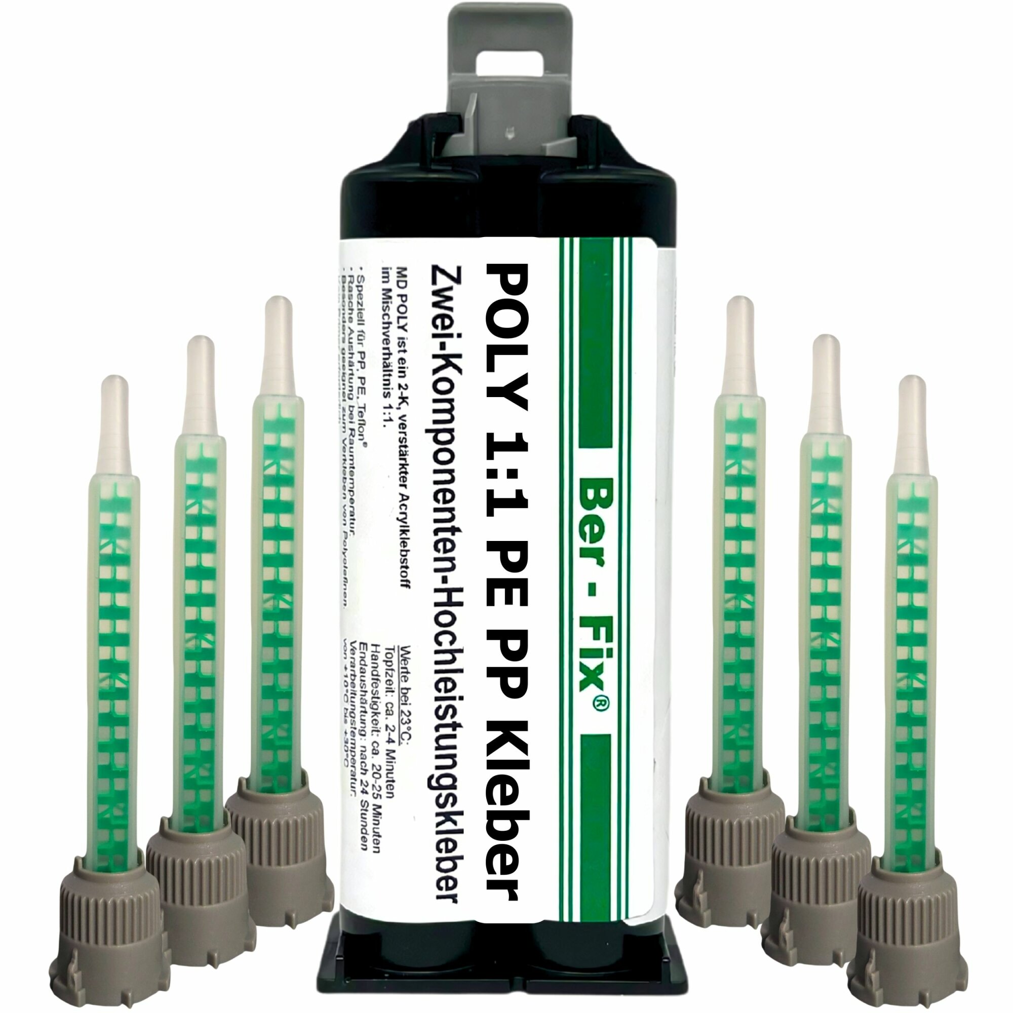 Ber-Fix® Poly 1:1 PE/PP-Kleber 50 g + 5 Extra-Mischdüsen – ohne zusätzlichen Primer