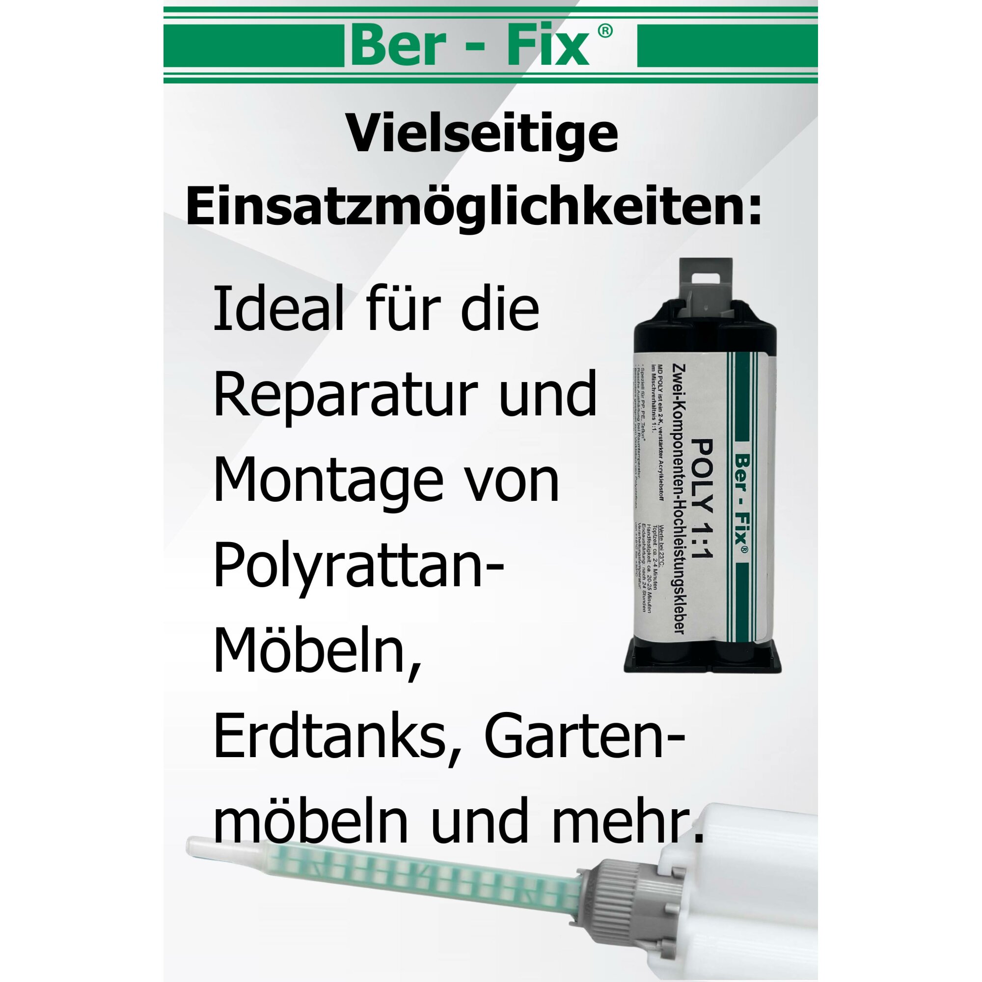 Ber-Fix® Poly 1:1 PE/PP-Kleber 6 × 50 g – ohne zusätzlichen Primer