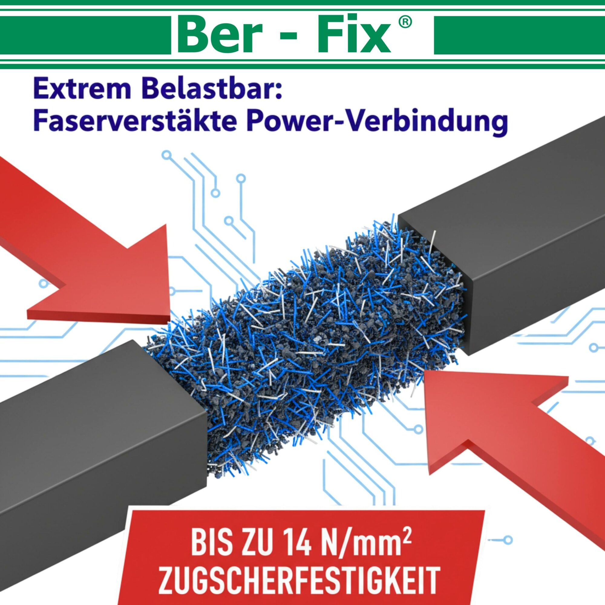 Ber-Fix® Poly 1:1 PE/PP-Kleber 12 × 50 g + 10 Extra-Mischdüsen + 1:1-Dosierpistole – ohne zusätzlichen Primer