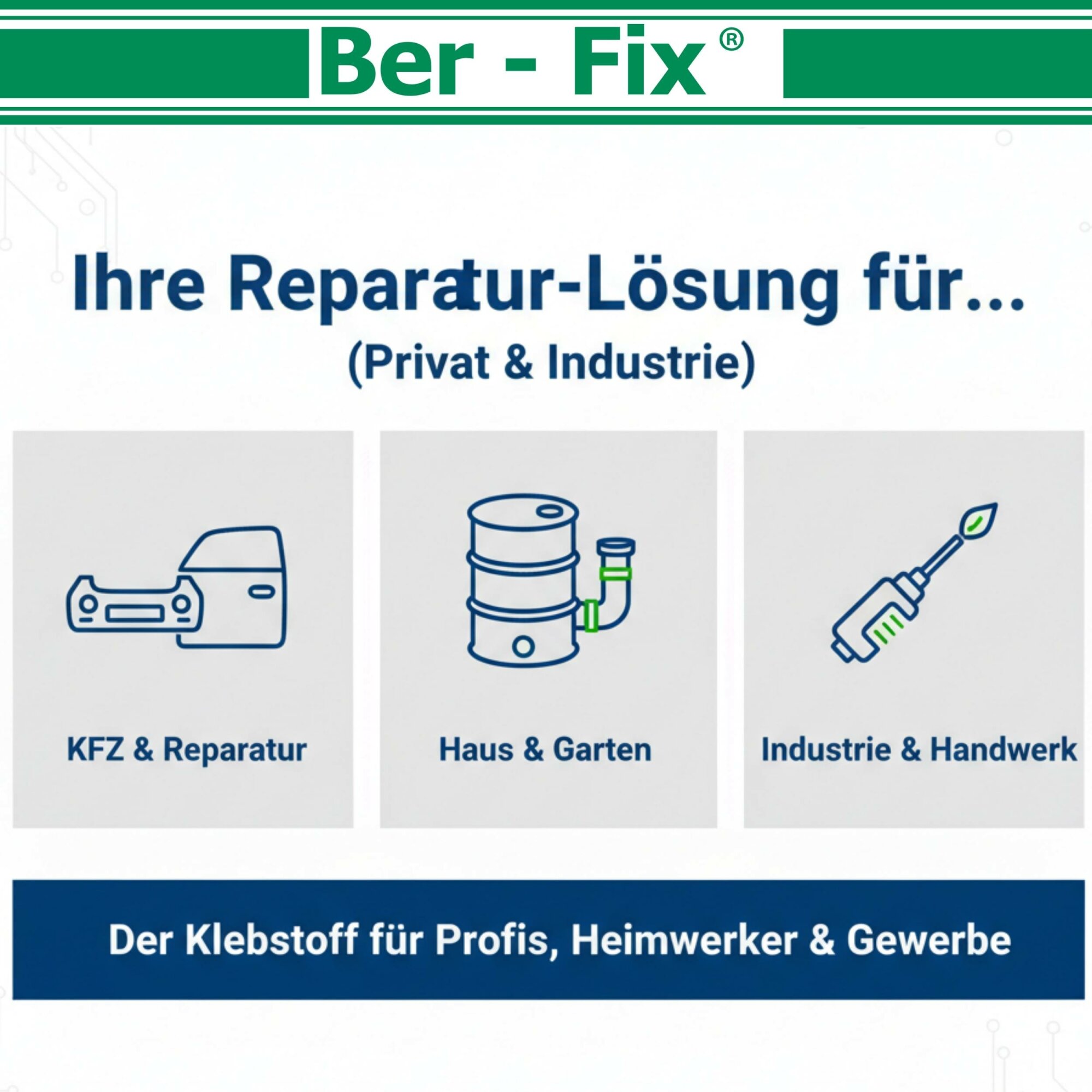 Ber-Fix® Poly 1:1 PE/PP-Kleber 12 × 50 g + 10 Extra-Mischdüsen + 1:1-Dosierpistole – ohne zusätzlichen Primer