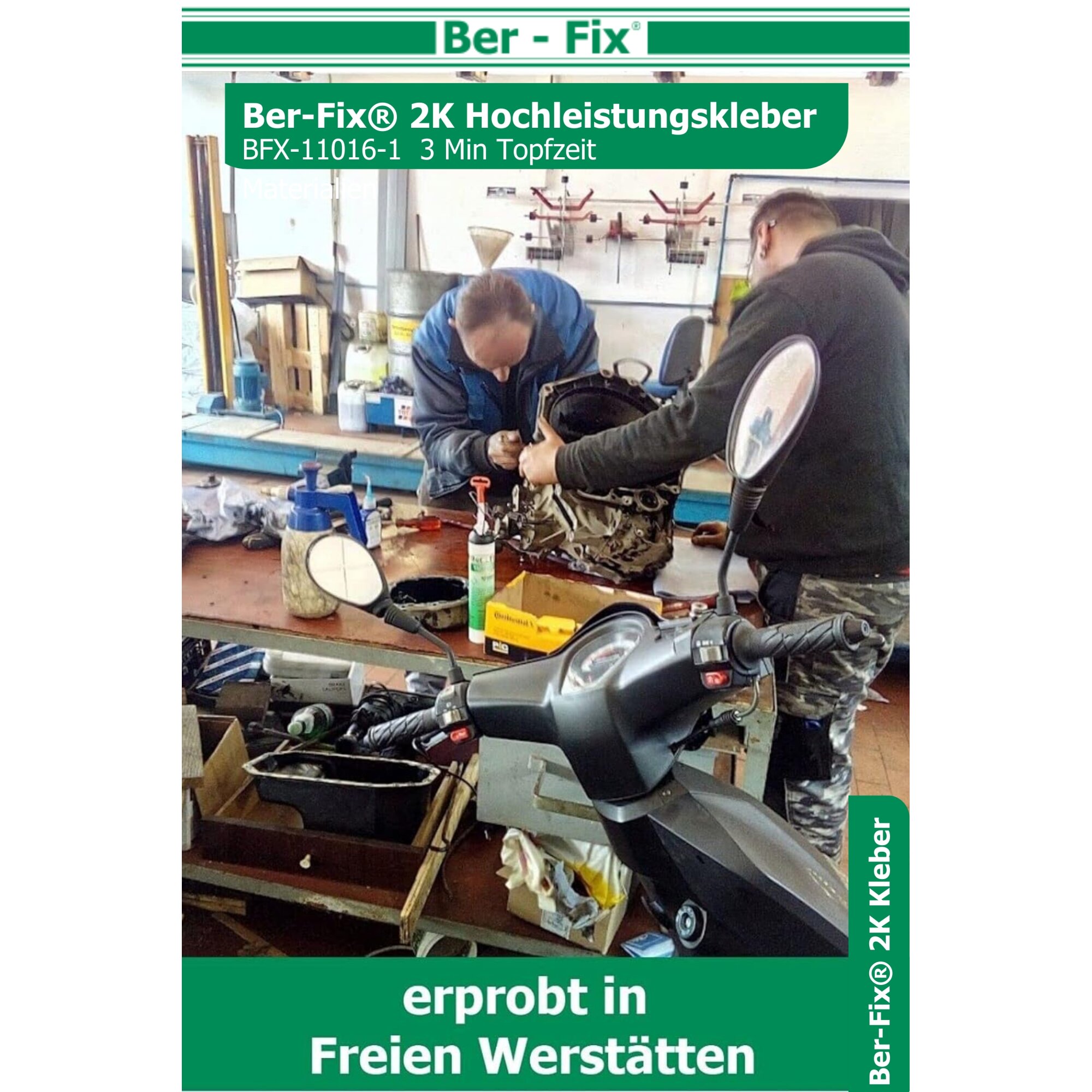 Ber-Fix® 2K-MMA-Hochleistungskleber 3 Min. für schnelle Kunststoff- & Metallreparaturen – 12×50 g + 10 Extra-Mischdüsen