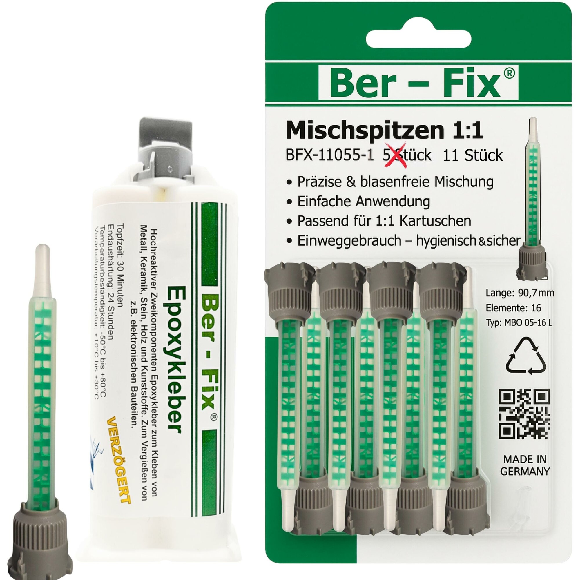 Ber-Fix® 2K Epoxidkleber 30 Min. 50 g + 10 Mischdüsen