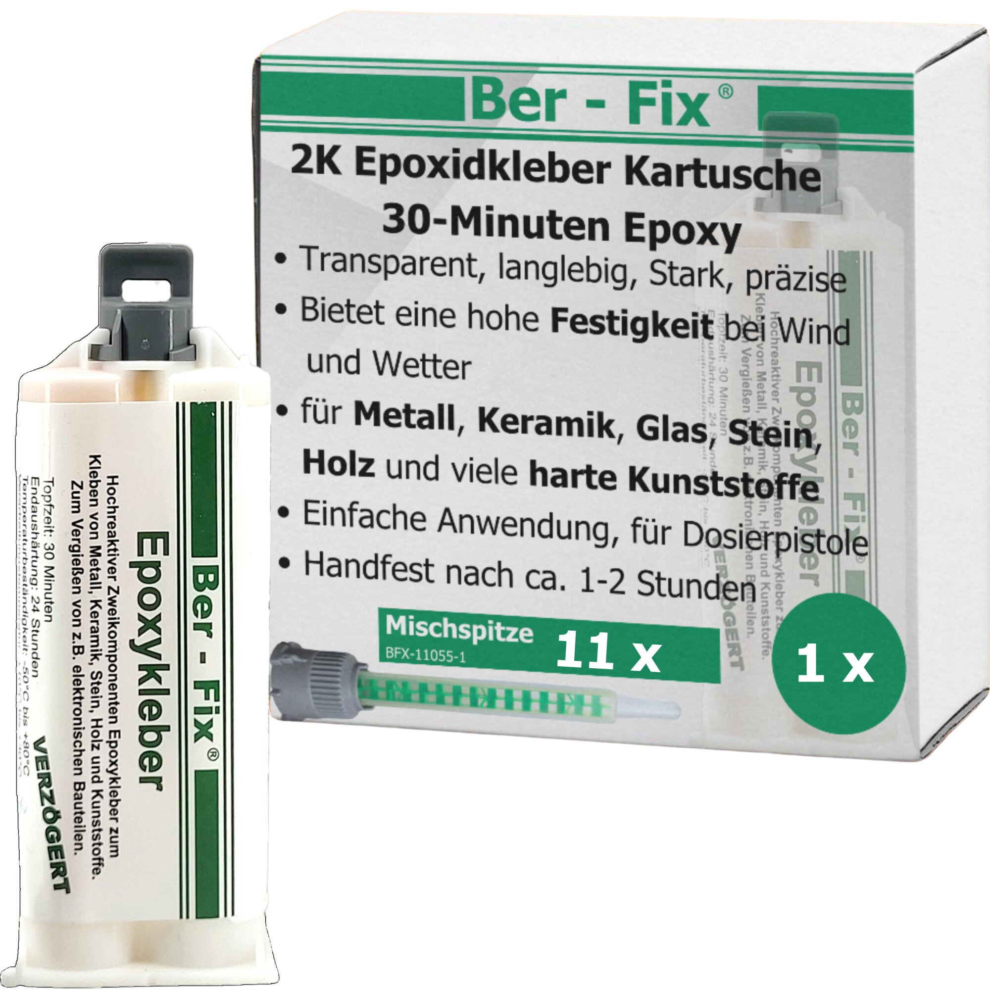 Ber-Fix® Epoxykleber 30 Min. 50g + 10 Extra Düsen
