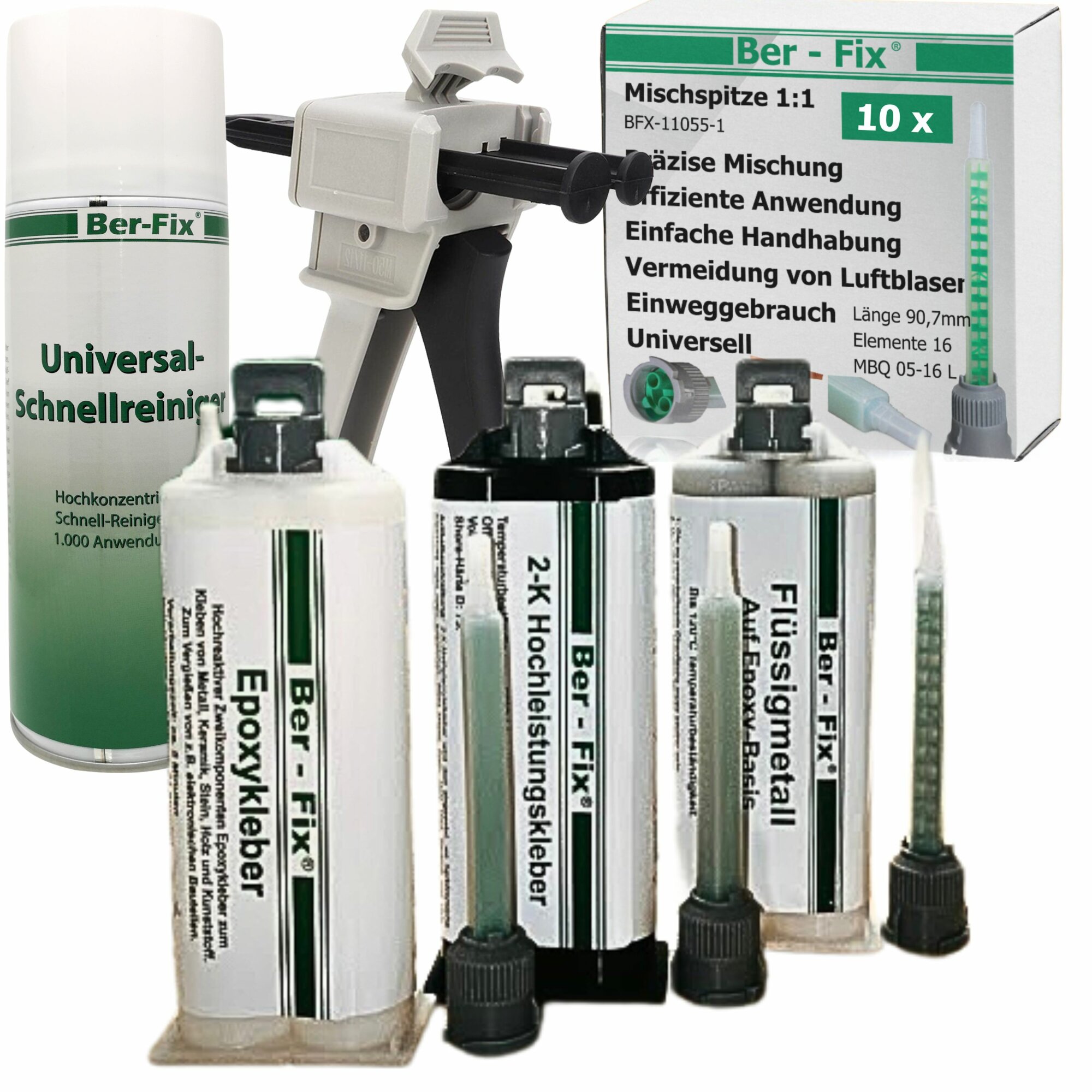 Ber-Fix® 2K-Kleber Test-Sets – MMA, Epoxid & Flüssigmetall Varianten