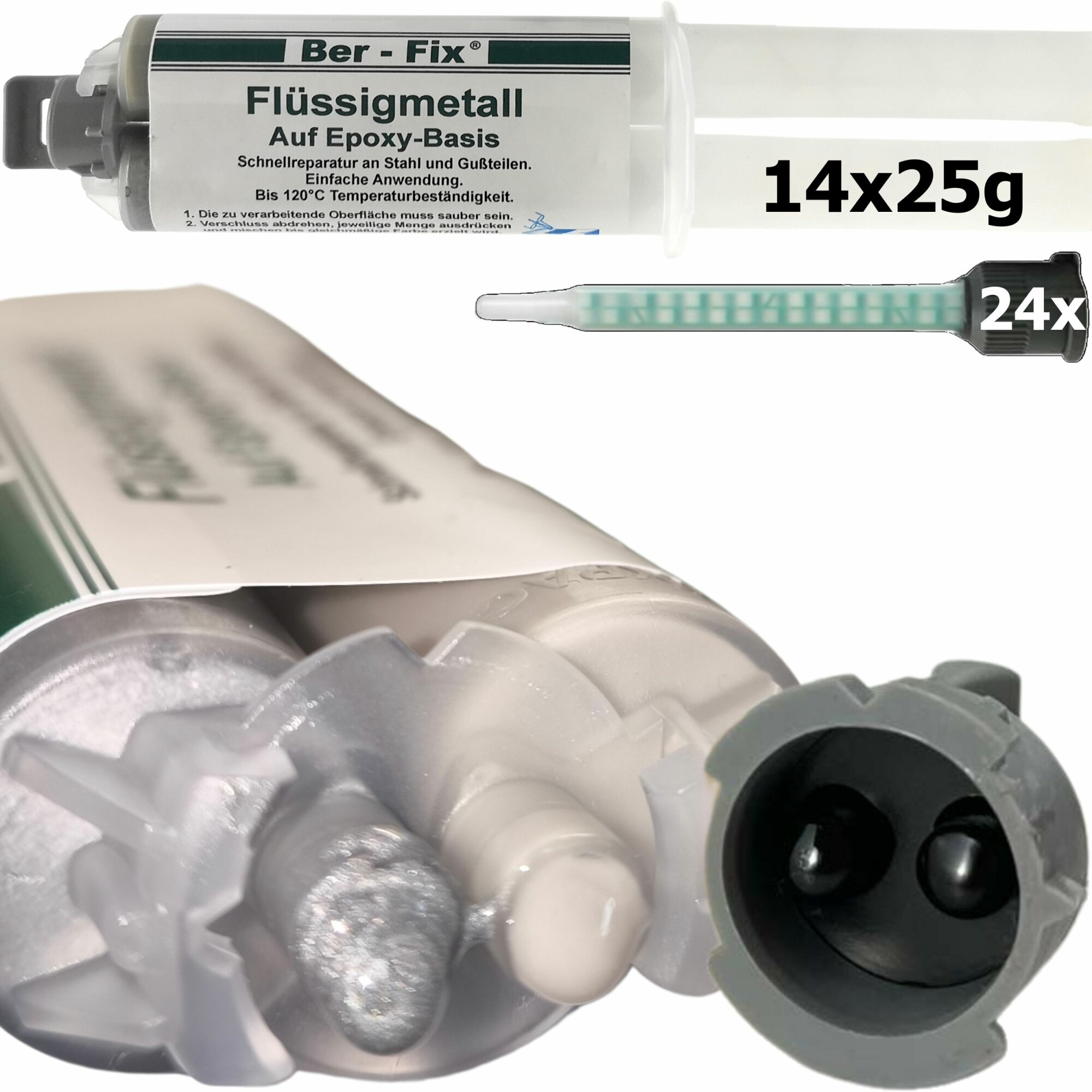 Ber-Fix® 14x 25g Flüssigmetall + 10 Spitzen