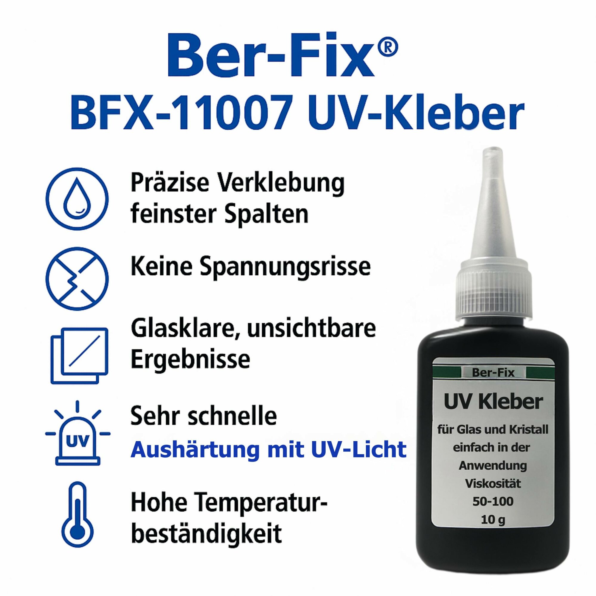 Ber-Fix® UV-Kleber niedrigviskos – Variantenübersicht