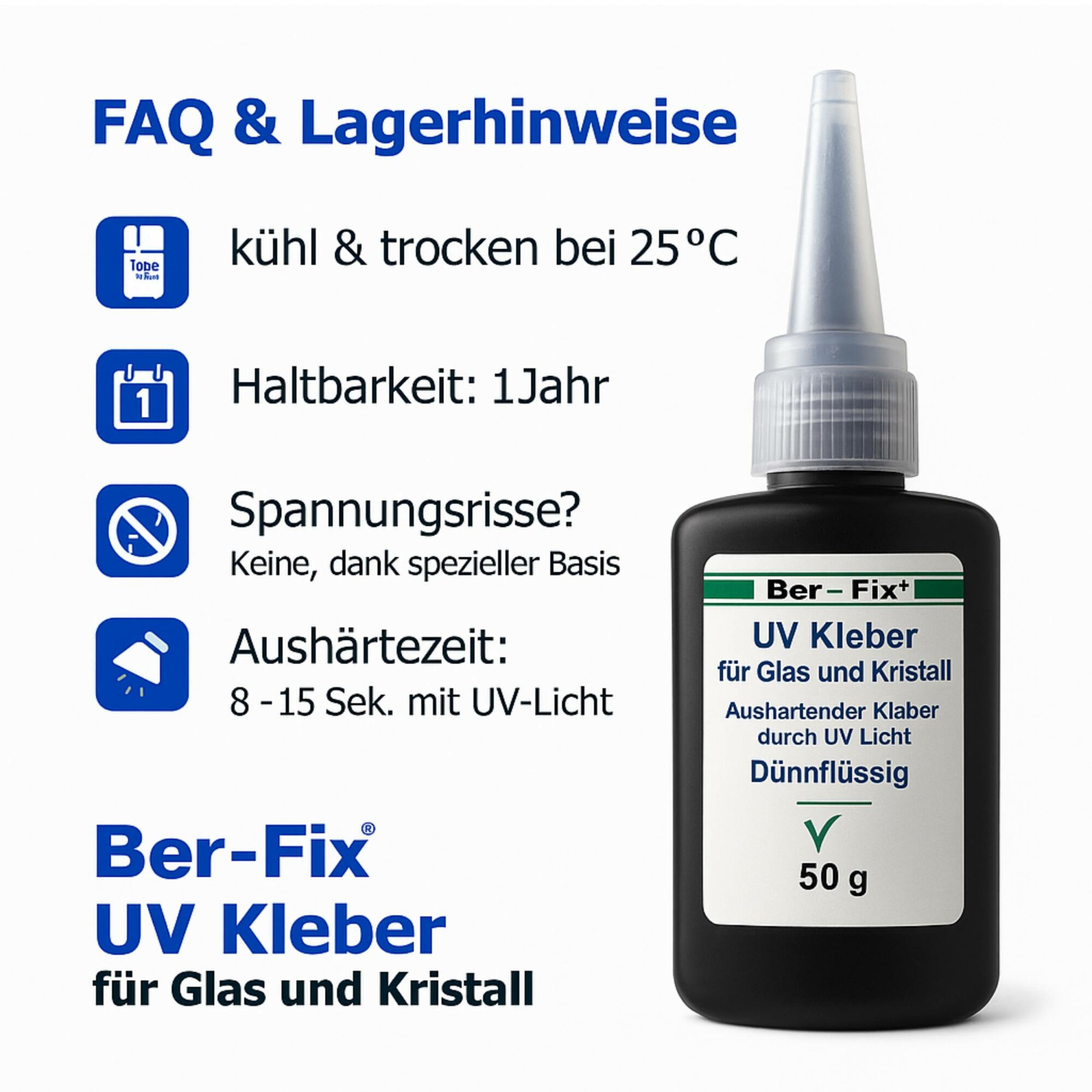 Ber-Fix® UV-Kleber niedrigviskos – Variantenübersicht