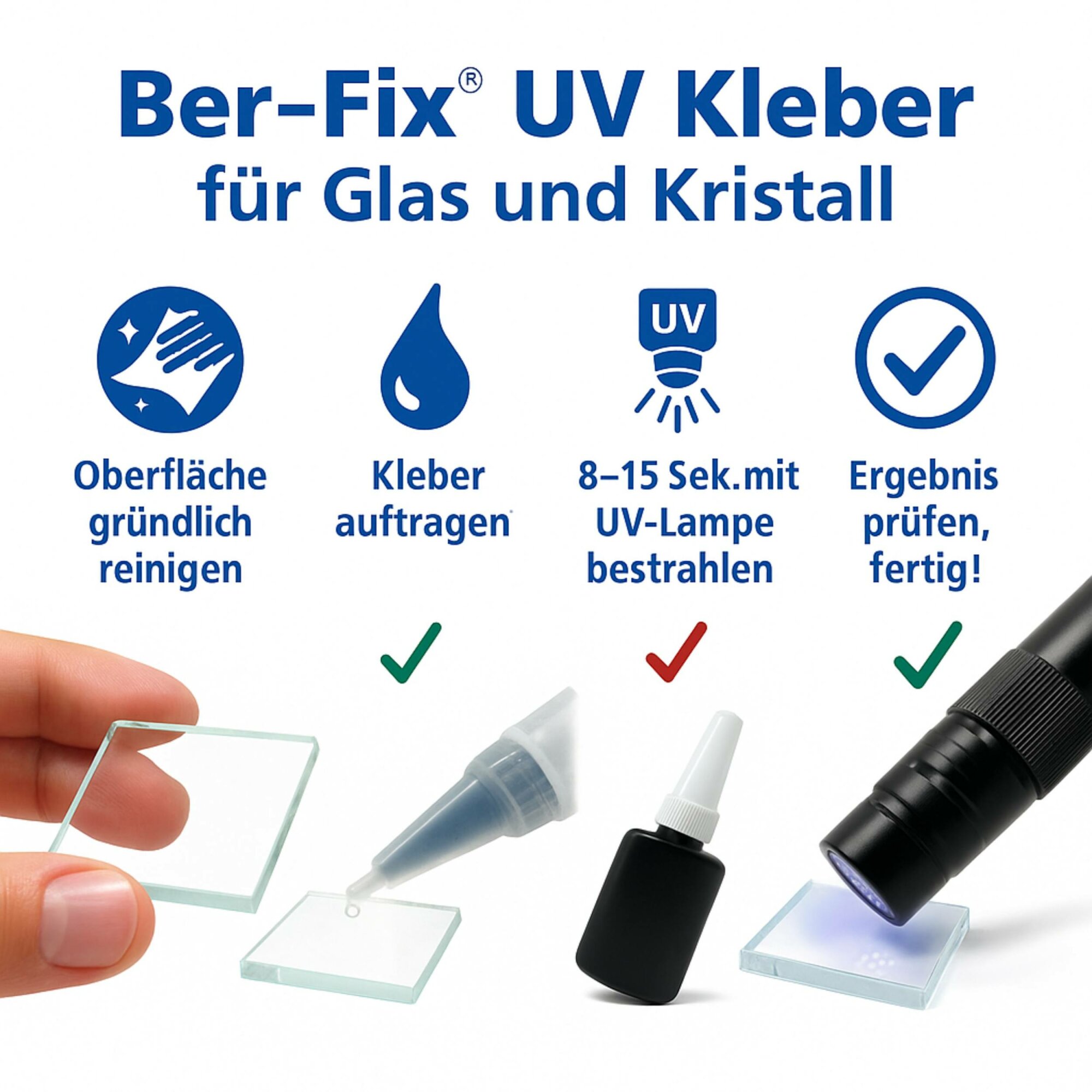 Ber-Fix® UV-Kleber niedrigviskos – Variantenübersicht