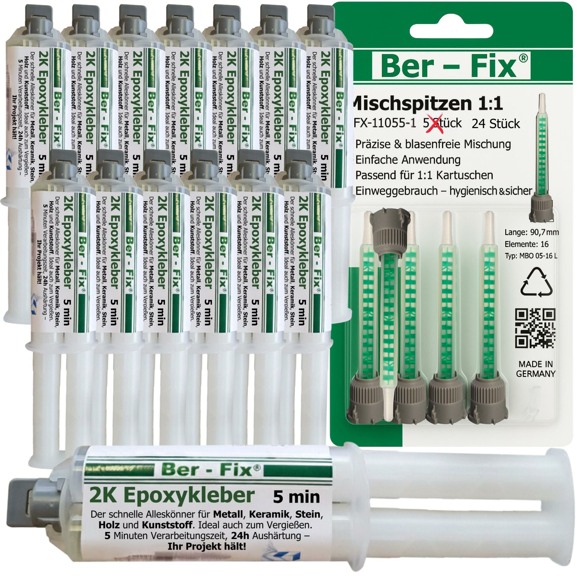 Ber-Fix® 2K Epoxidkleber 5 Min. 14x 25 g + 10 Mischdüsen
