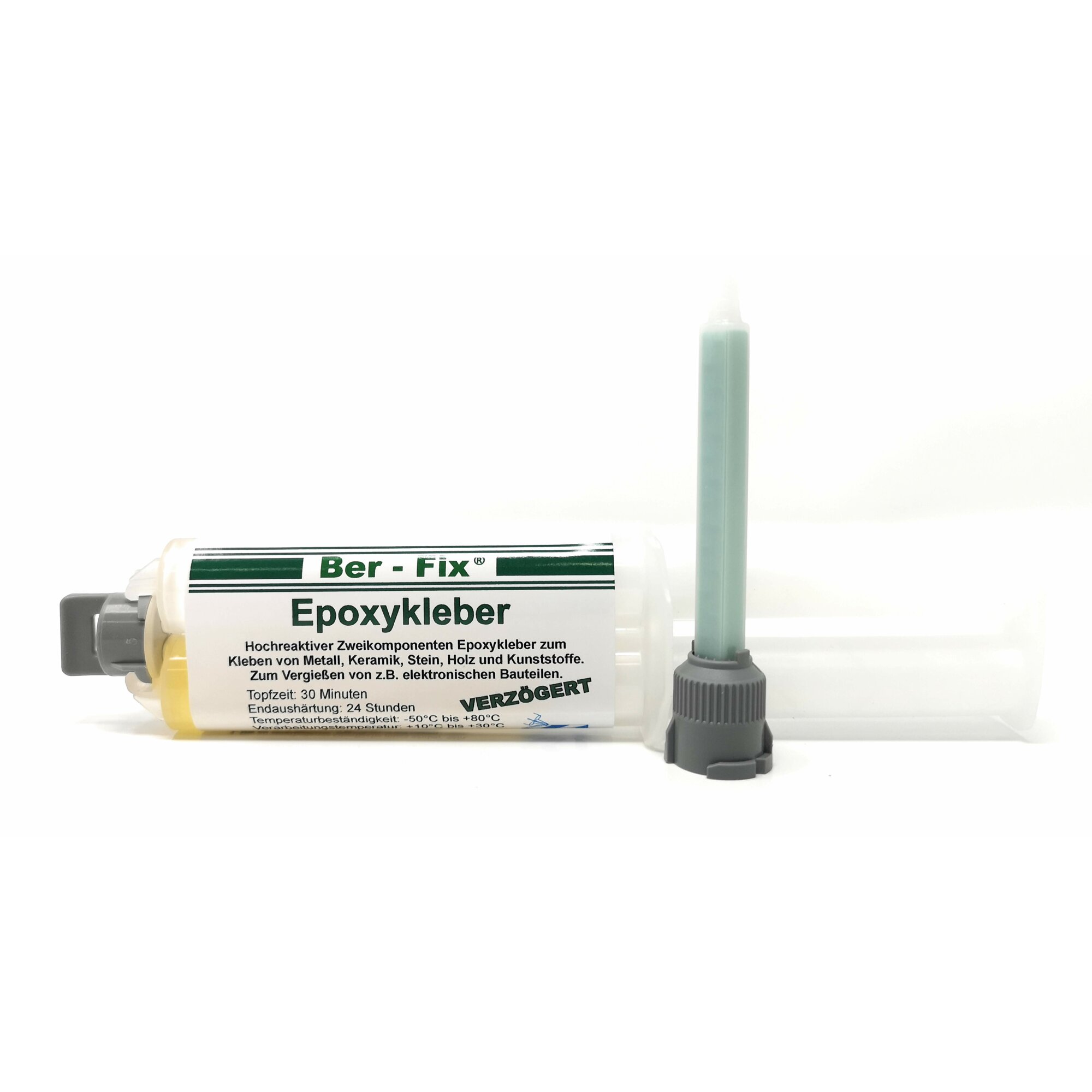 Ber-Fix® Epoxykleber 25g – 2K Epoxidharz-Kleber | Honigartige Konsistenz zum Kleben & Vergießen von Metall, Kunststoff & Holz 30 Min Kleber mehr Zeit für präzise Anwendungen 5 Spritzen im Spar-Pack + 10 Extra Düsen