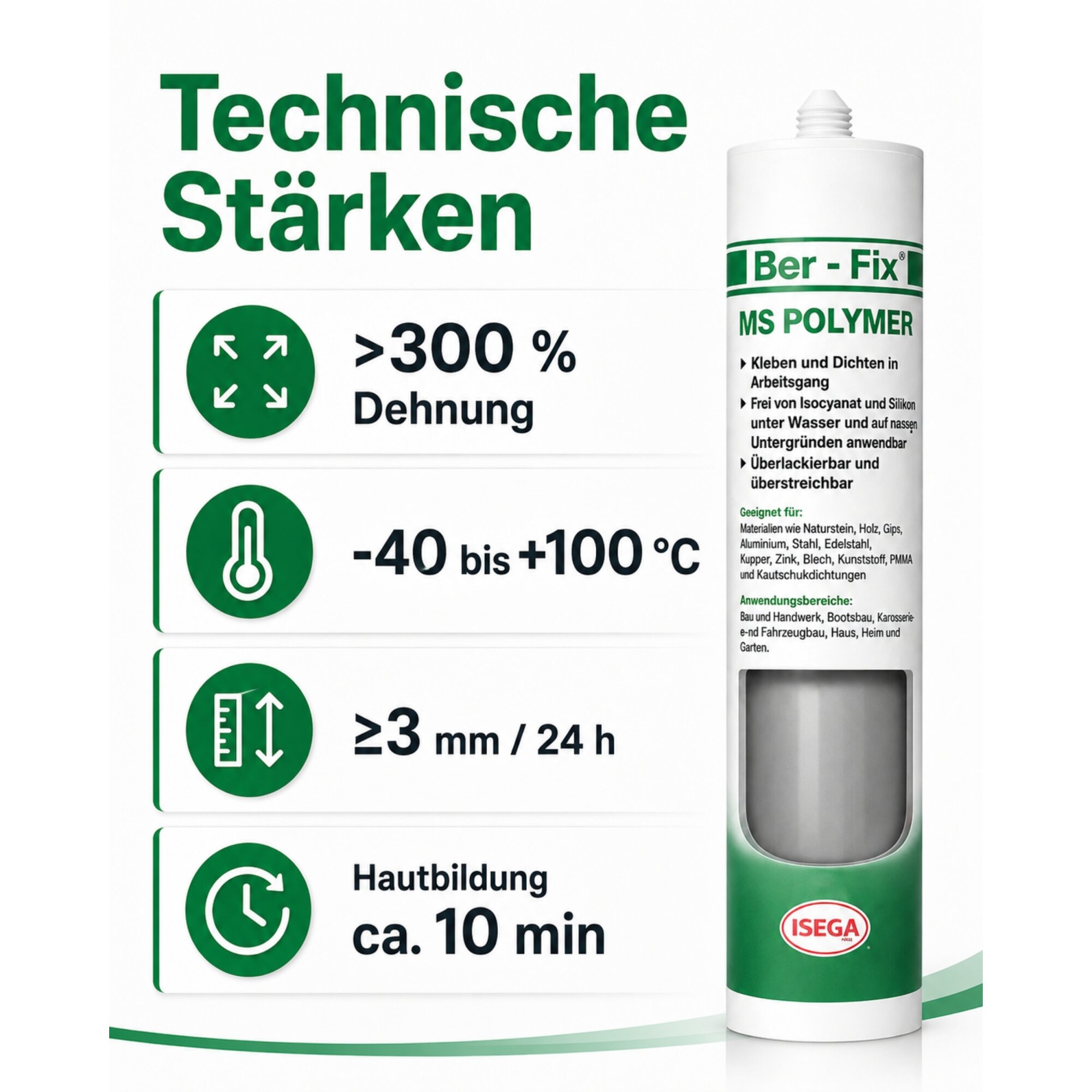 Ber-Fix® MS Polymer Grau – Beton- & Metall-Dichtstoff, Fassadenbau & Konstruktionskleber