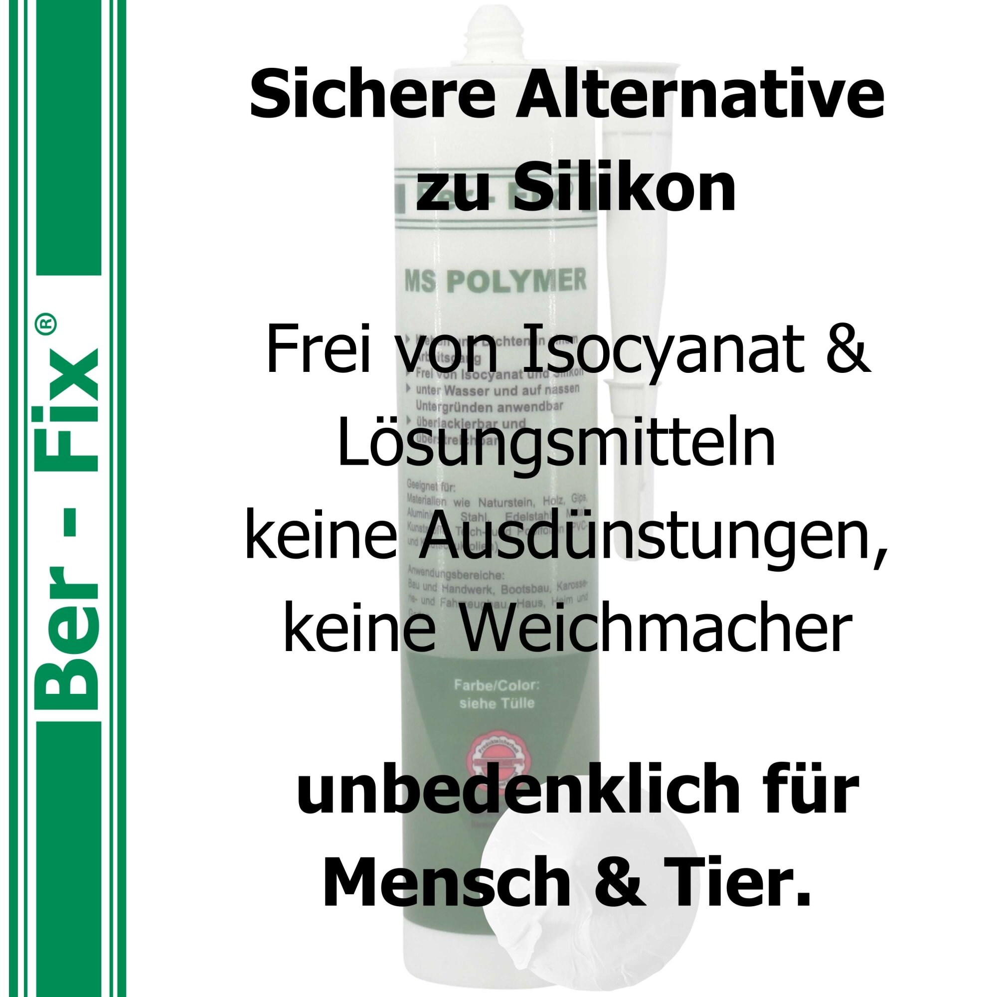 Ber-Fix® MS Polymer Weiß – Sanitär-Hybrid, Schimmelresistent & Montagekleber für Küche/Bad