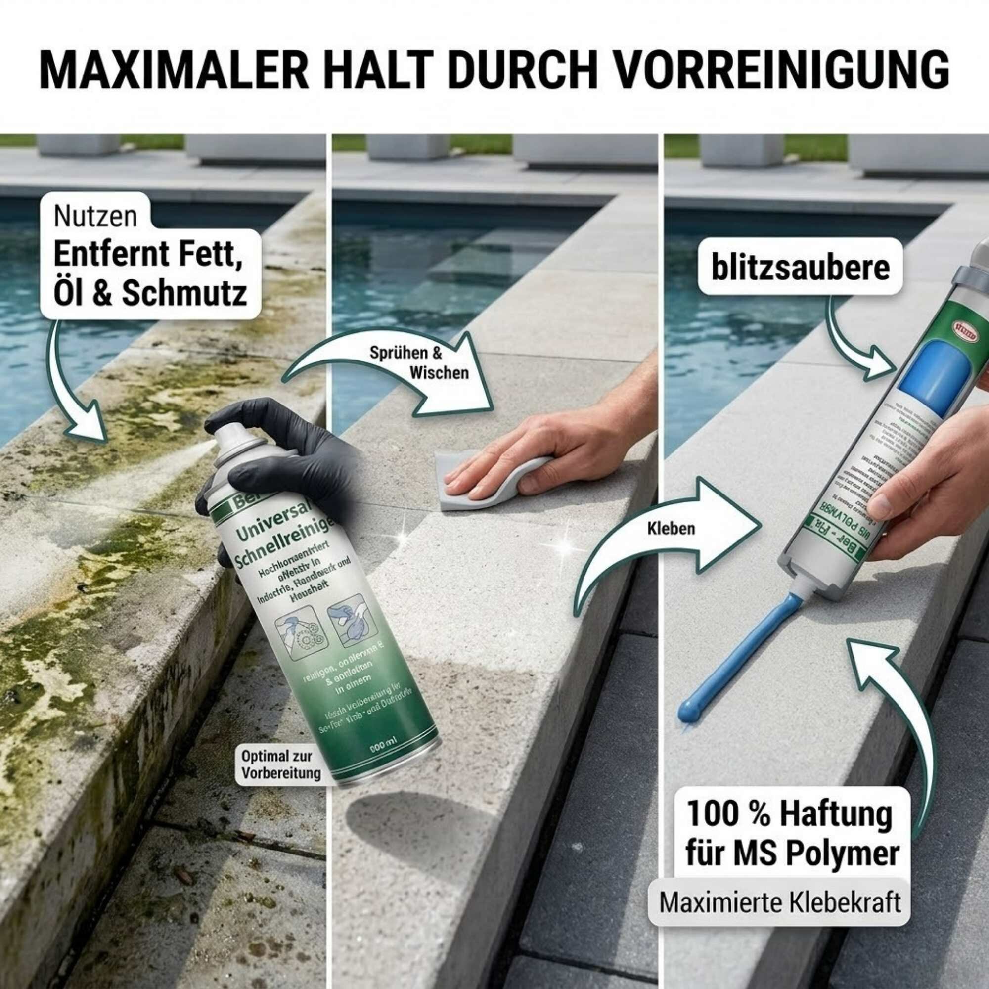 Ber-Fix® MS Polymer Blau – Poolkleber, Unterwasser-Reparatur & Chlorresistenter Dichtstoff