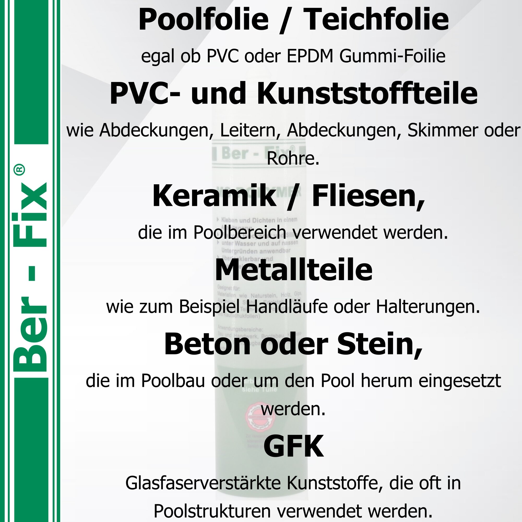 Ber-Fix® MS Polymer Blau – Poolkleber, Unterwasser-Reparatur & Chlorresistenter Dichtstoff
