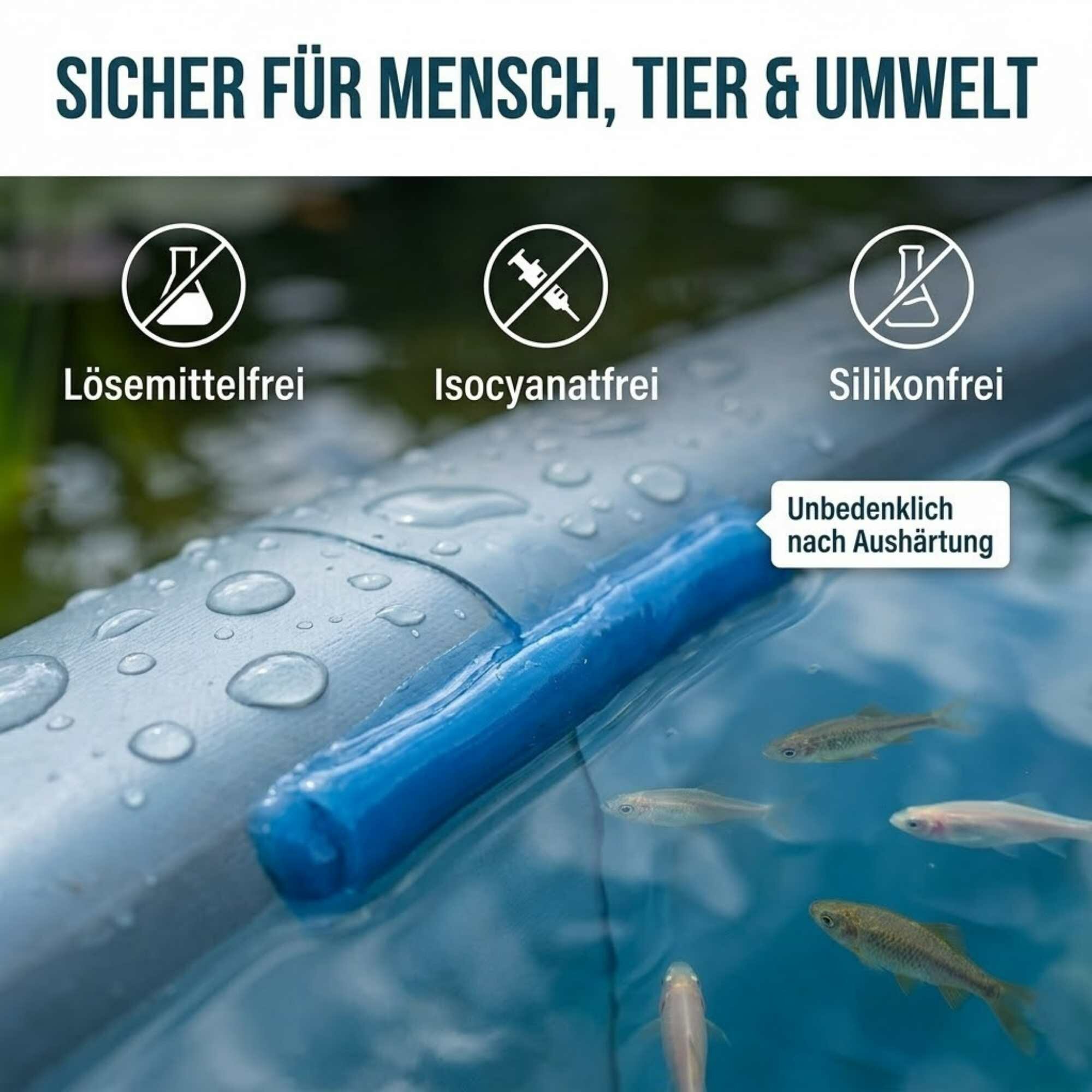 Ber-Fix® MS Polymer Blau – Poolkleber, Unterwasser-Reparatur & Chlorresistenter Dichtstoff