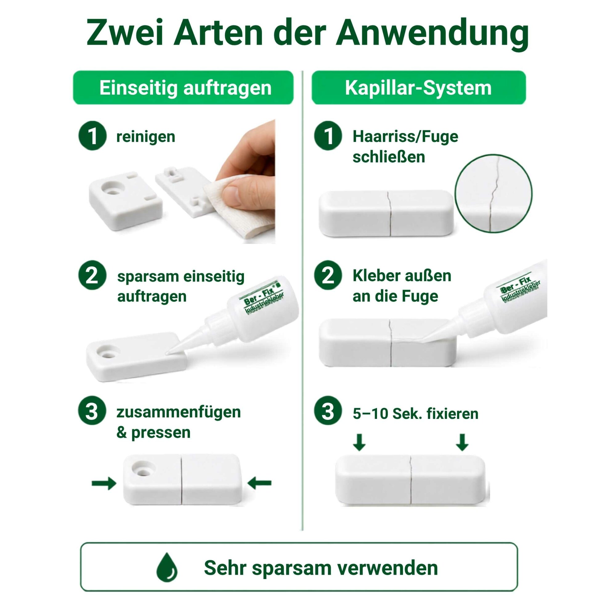 Ber-Fix Industriekleber 3er-Set – Gel, Mittel- & Niedrigviskosität zum Testen und Ausprobieren