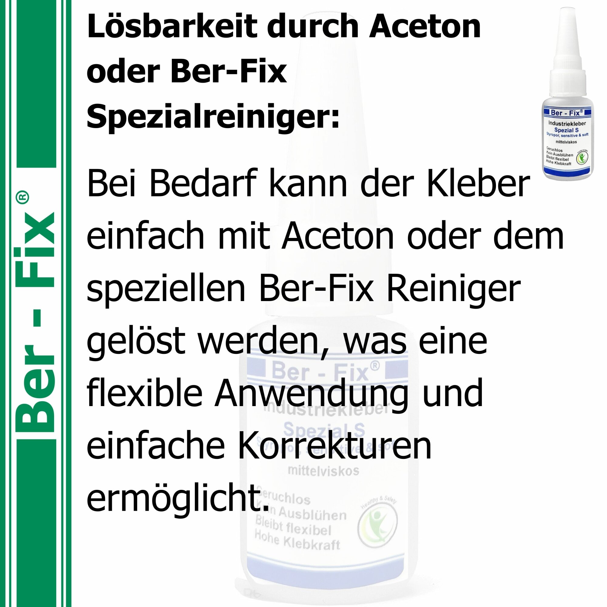 Ber-Fix® Industriekleber Spezial S 100mPas dickflüssig/mittelviskos 50g - mit"der Nadel im Verschluß" Sekundenkleber extra stark geruchsfrei blüht nicht aus