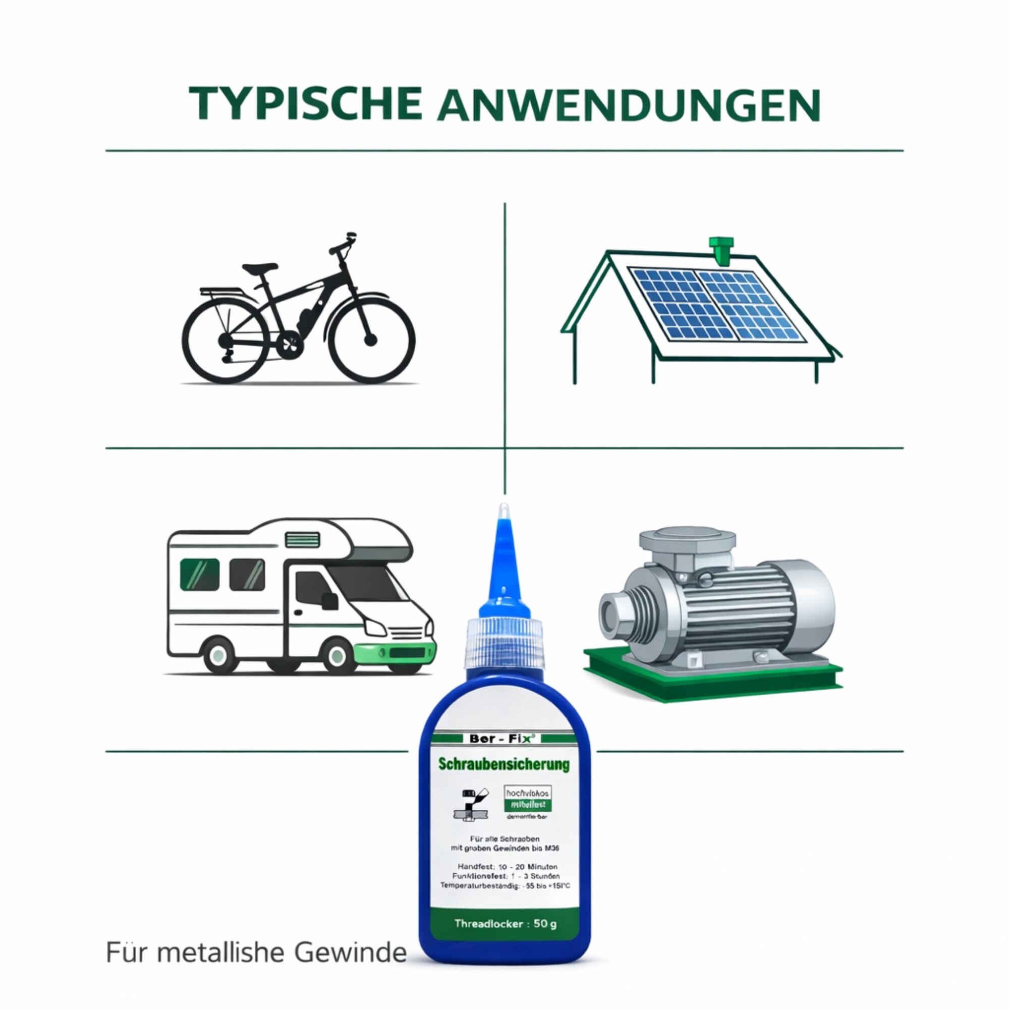 Ber-Fix® Schraubensicherung mittelfest – 10g,...