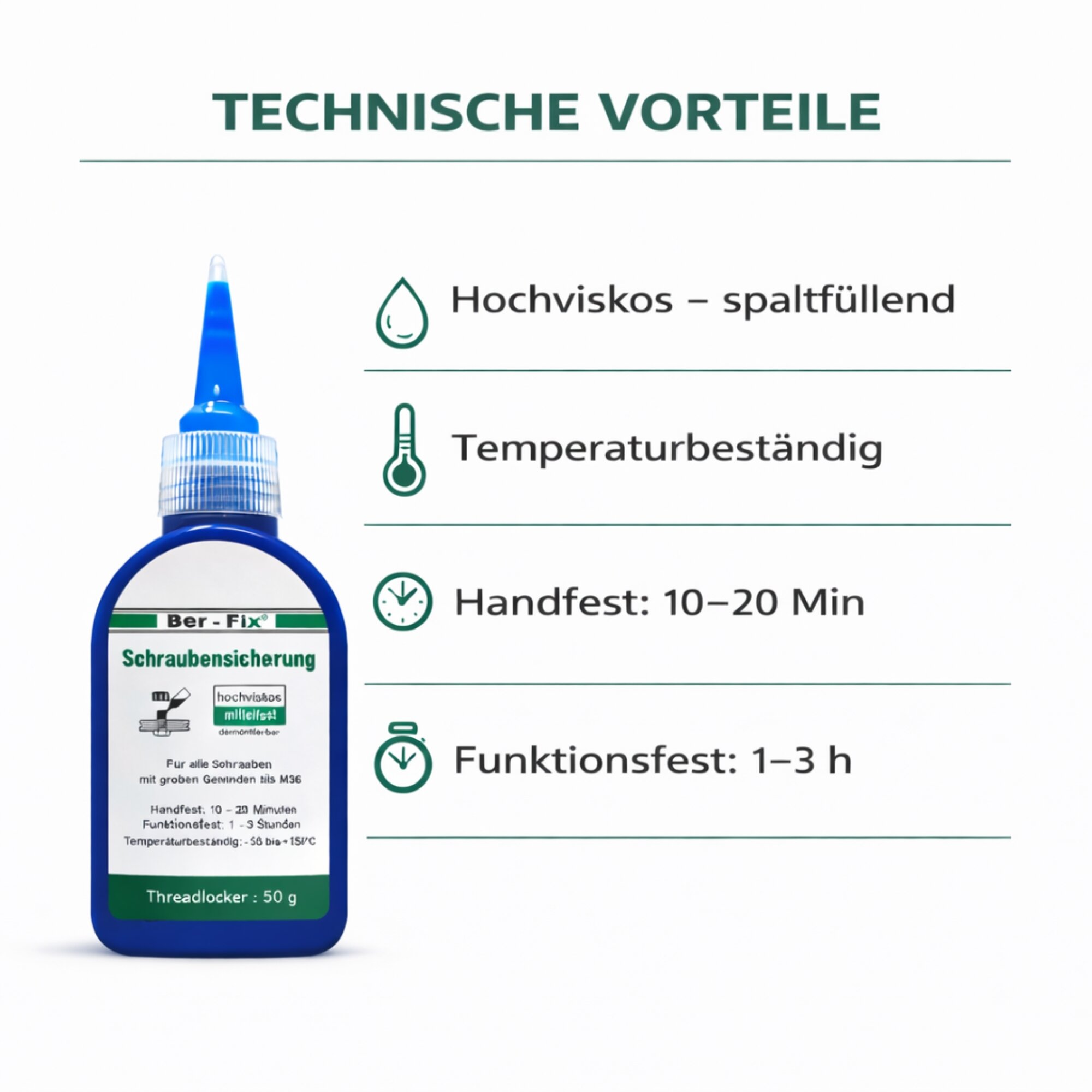 Ber-Fix® Schraubensicherung mittelfest – 10g, 50g & Sparpacks