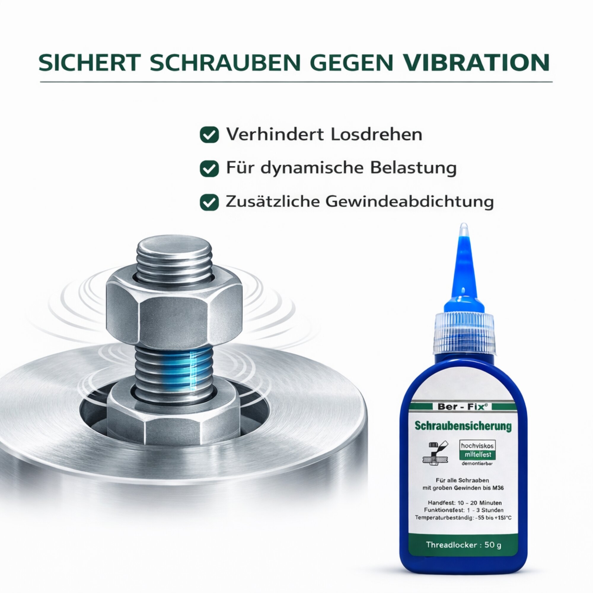 Ber-Fix® Schraubensicherung mittelfest – 10g, 50g & Sparpacks