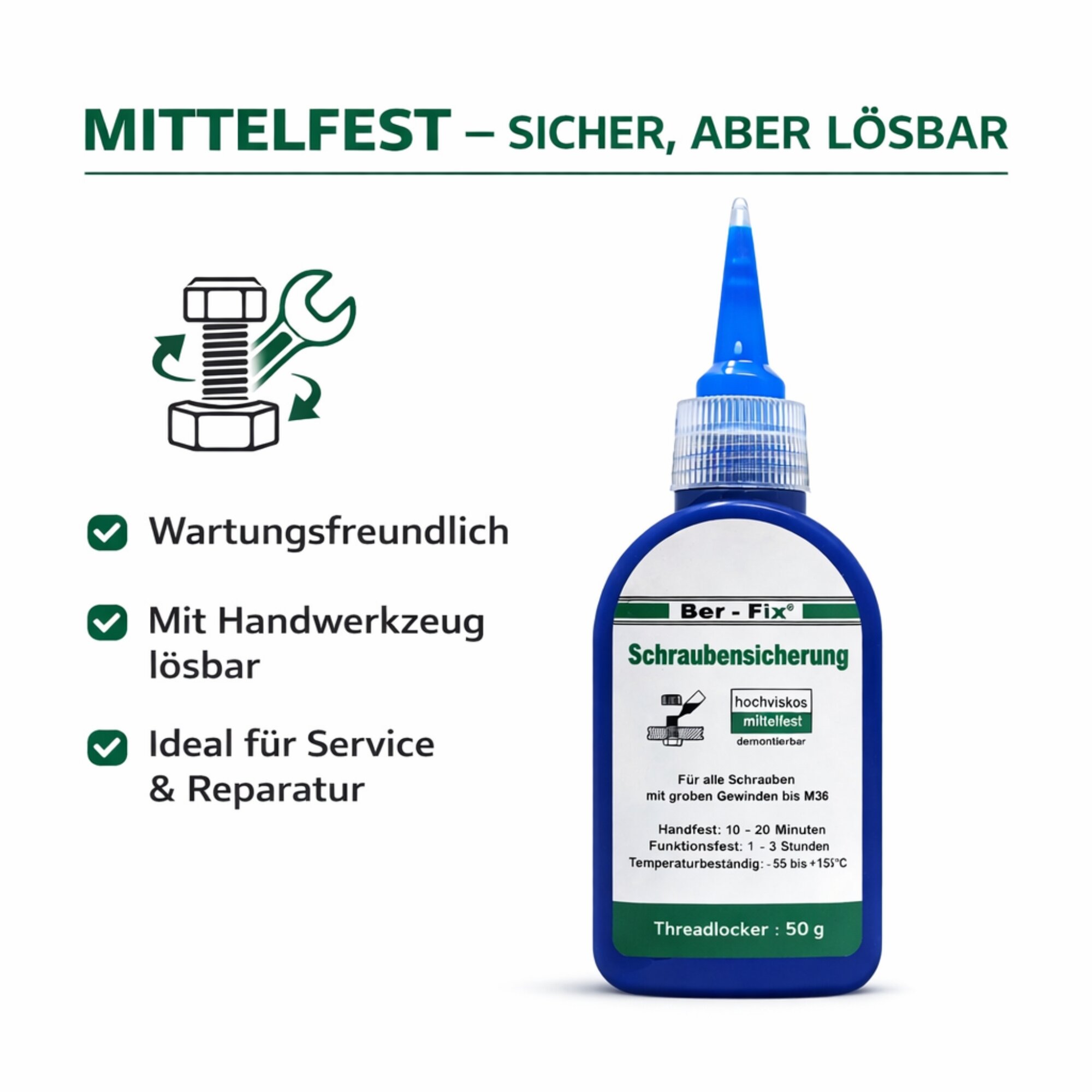 Ber-Fix® Schraubensicherung mittelfest – 10g, 50g & Sparpacks