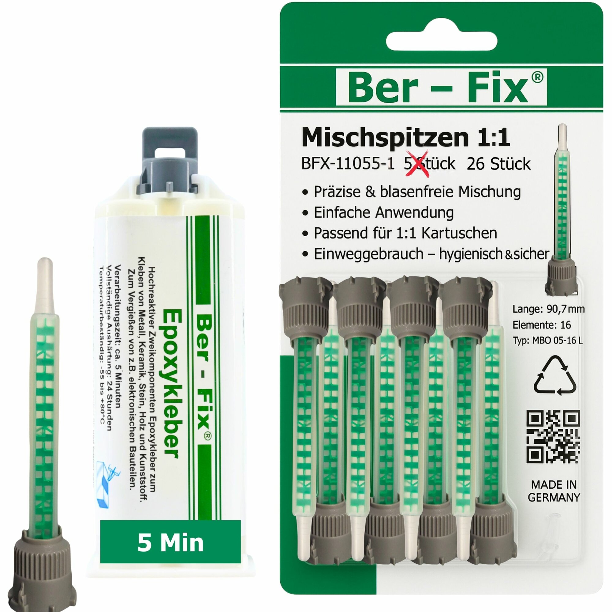 Ber-Fix® 2K Epoxidkleber 5 Min. 50 g + 25 Mischdüsen