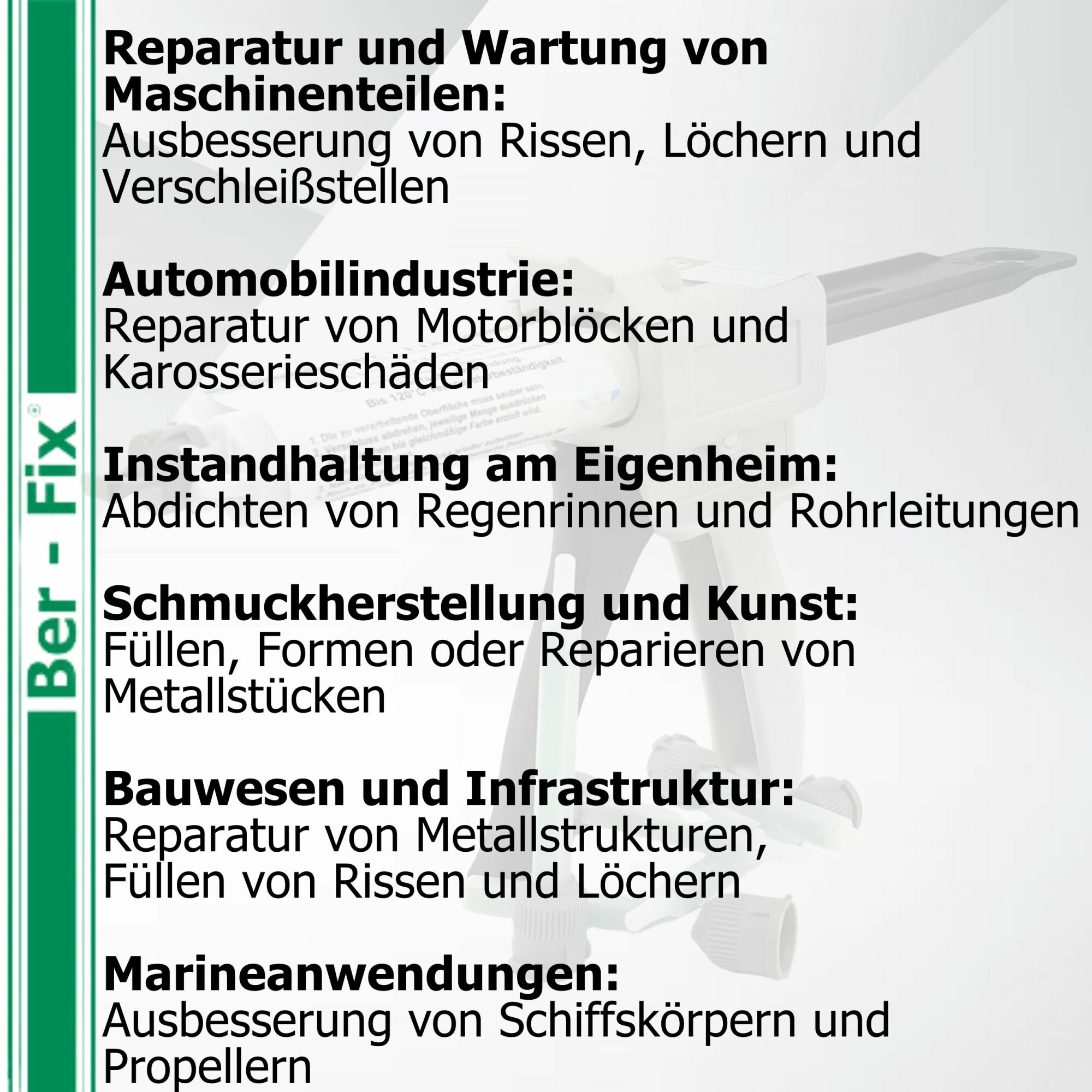 Ber-Fix® Flüssigmetall 12 × 50g – metallgefüllter 2K-Epoxid-Metallkleber für Maschinenbau und Instandhaltung, für 1:1-Dosierpistole und 37 Mischdüsen