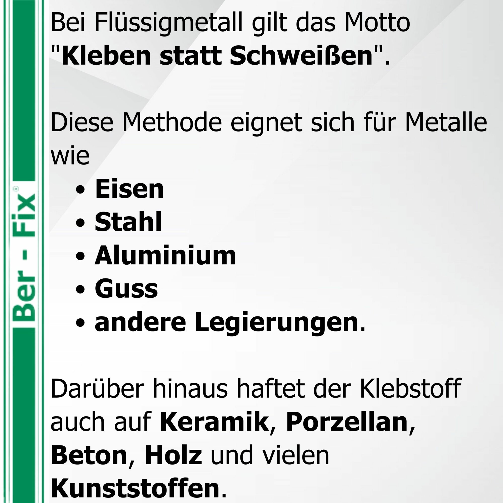 Ber-Fix® Flüssigmetall 12 × 50g – metallgefüllter 2K-Epoxid-Metallkleber für Maschinenbau und Instandhaltung, für 1:1-Dosierpistole und 37 Mischdüsen