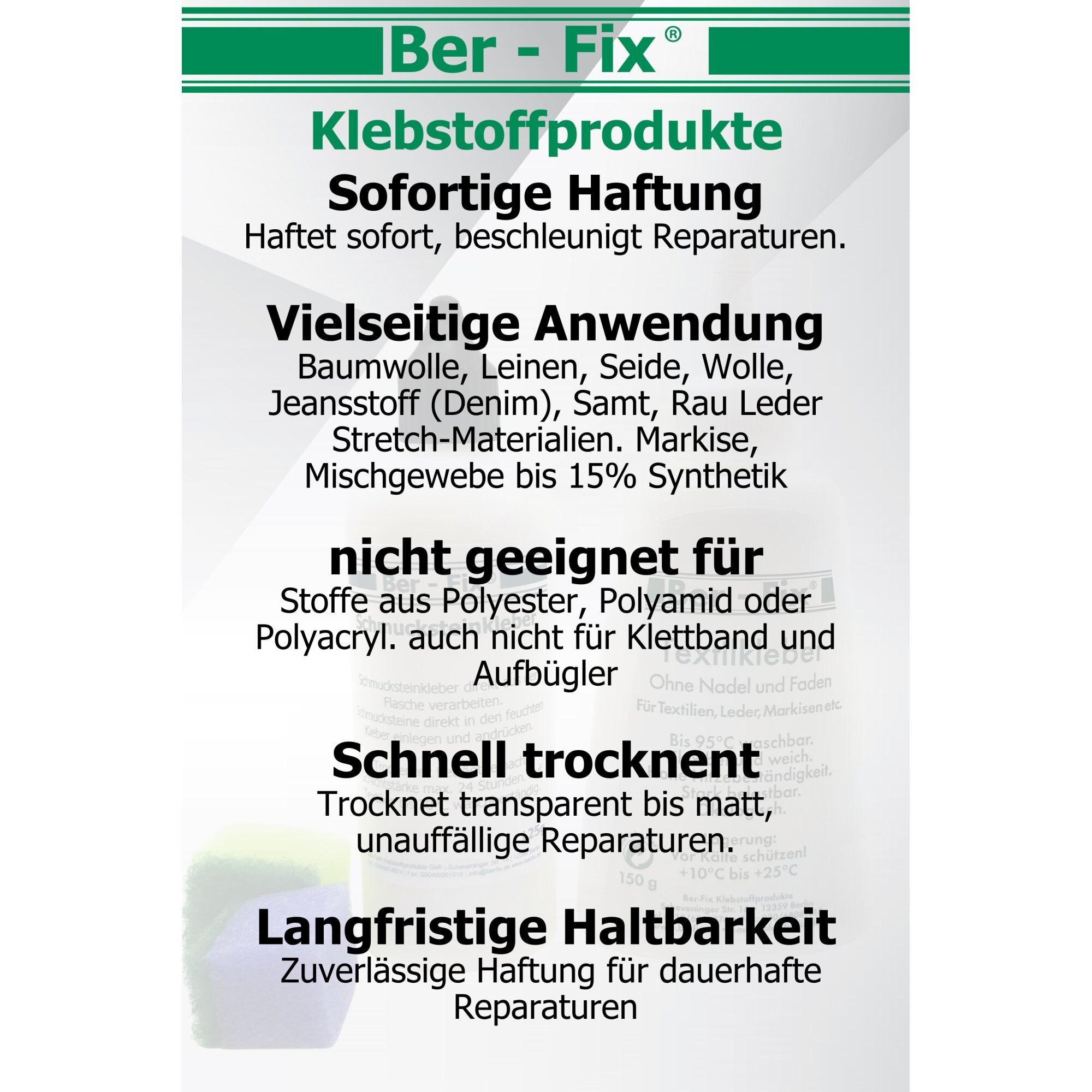 Ber-Fix® Schmucksteinkleber – 30 g und 125 g für Kostüm & Stoff