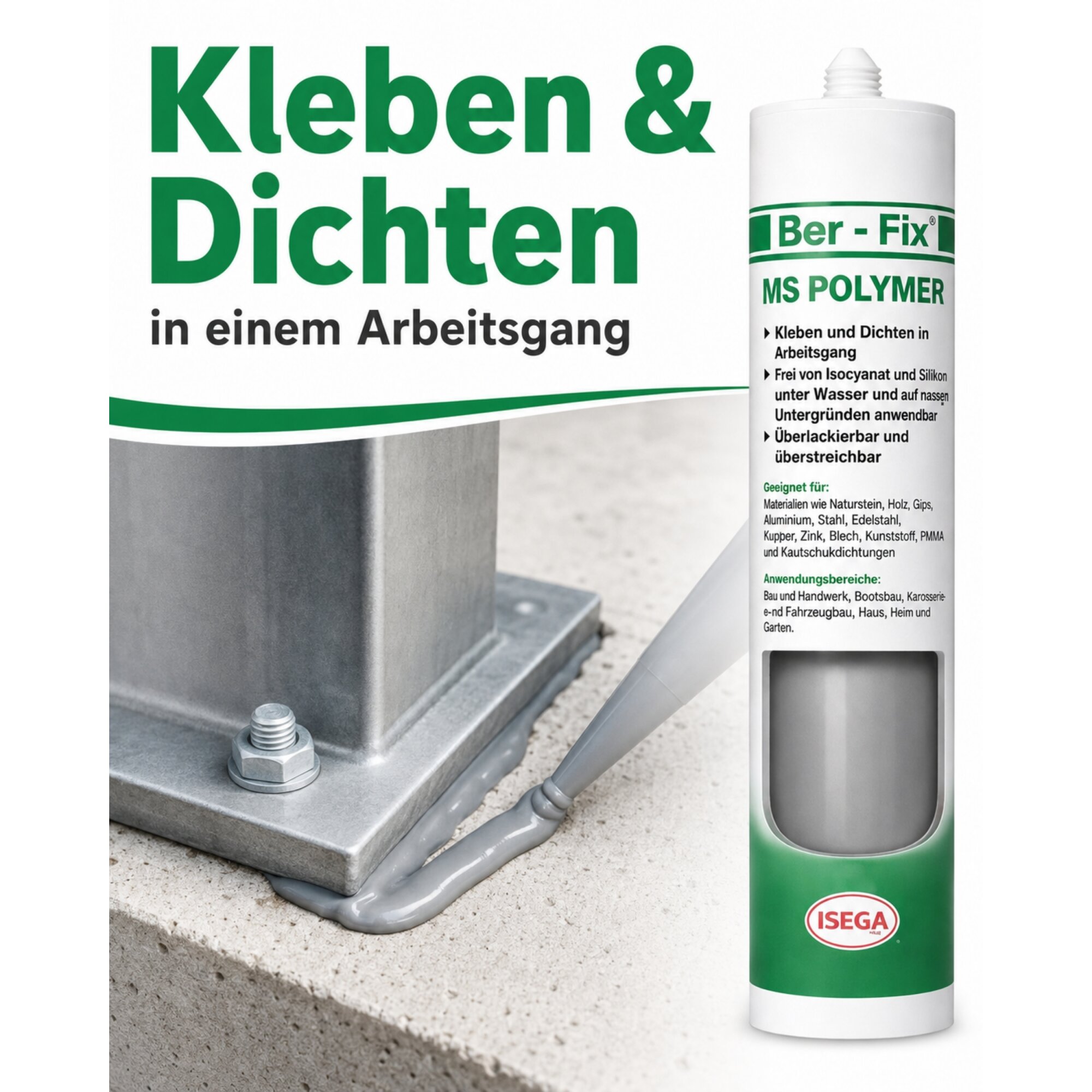 Ber-Fix MS Polymer Grau – Regentonne abdichten & reparieren