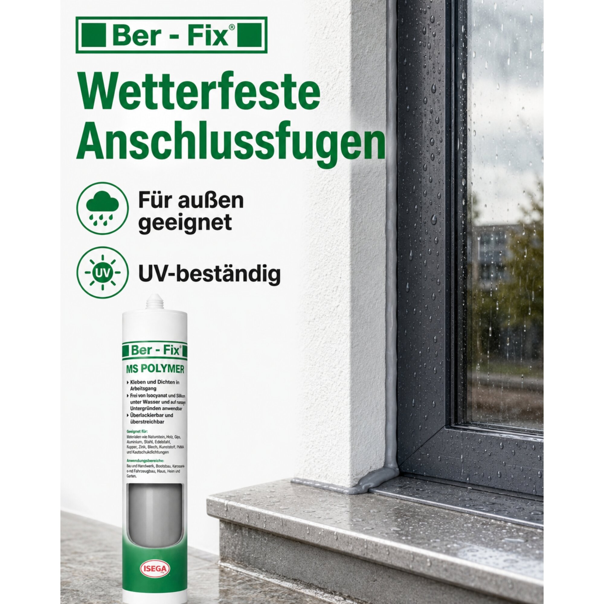 Ber-Fix MS Polymer Grau – Regentonne abdichten & reparieren