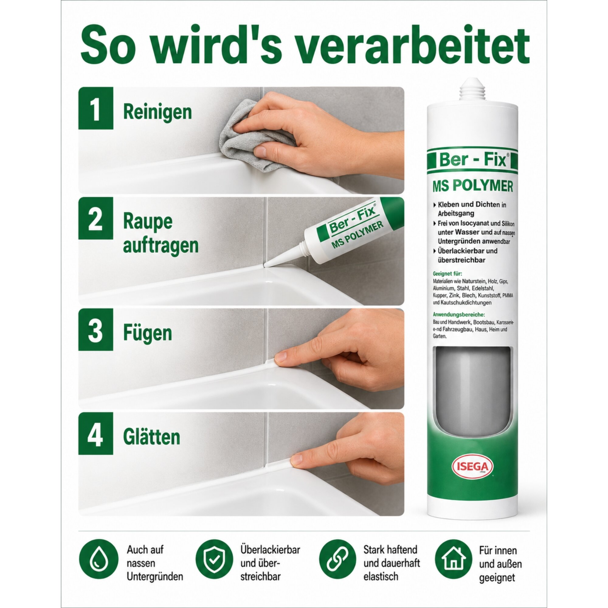 Ber-Fix MS Polymer Grau – Regentonne abdichten & reparieren