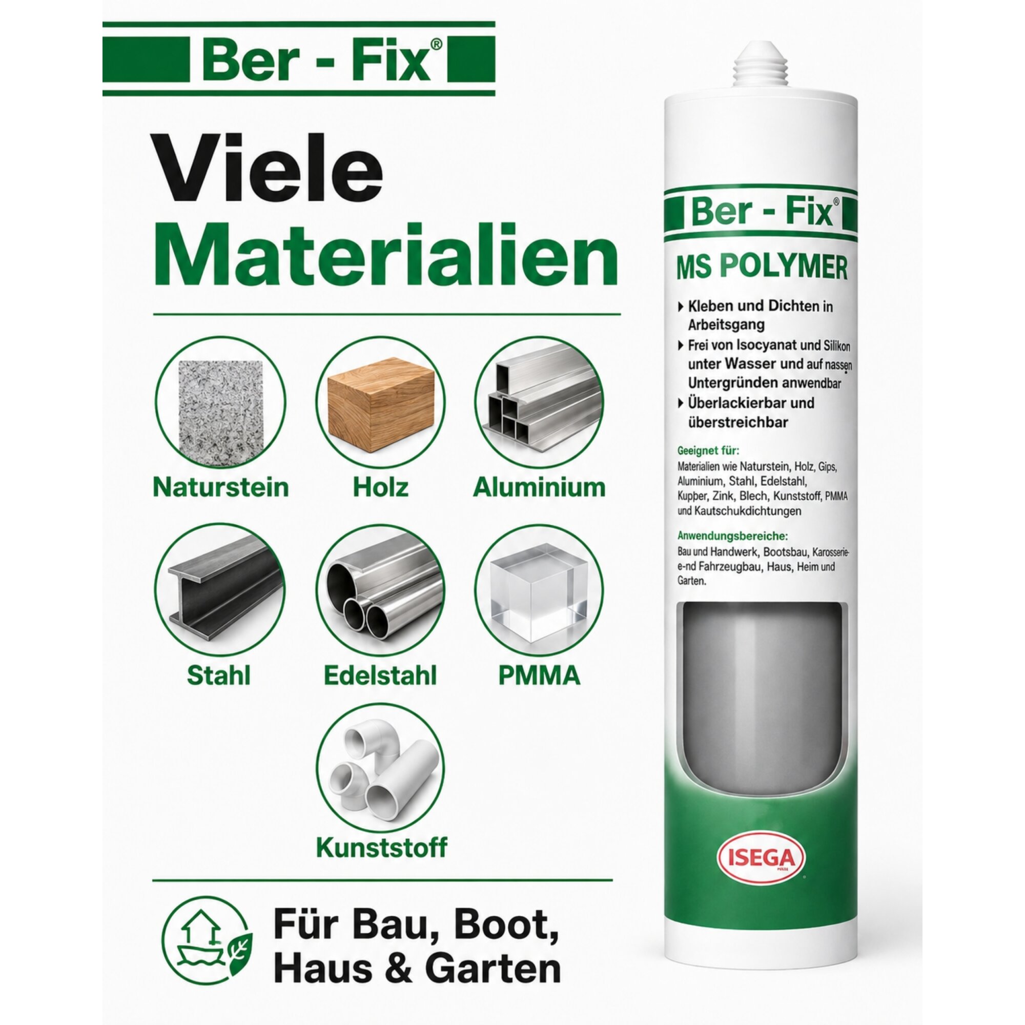 Ber-Fix MS Polymer Grau – Regentonne abdichten & reparieren