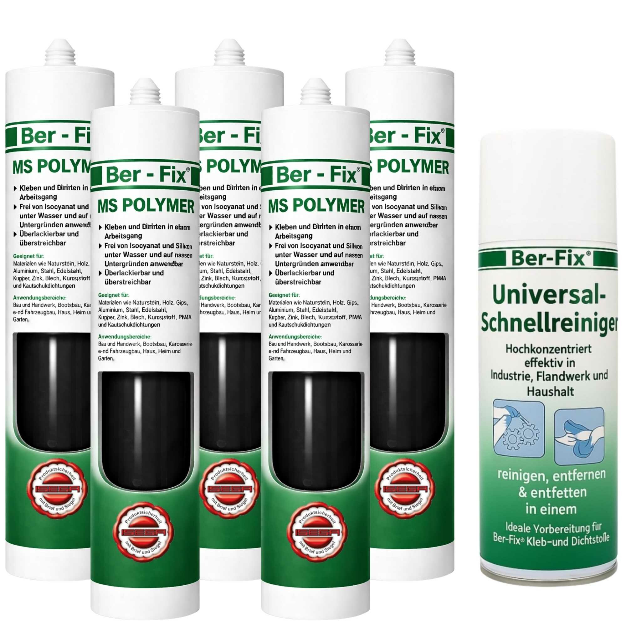 Ber-Fix® MS-Polymer Schwarz 5x 290 ml + 400 ml...