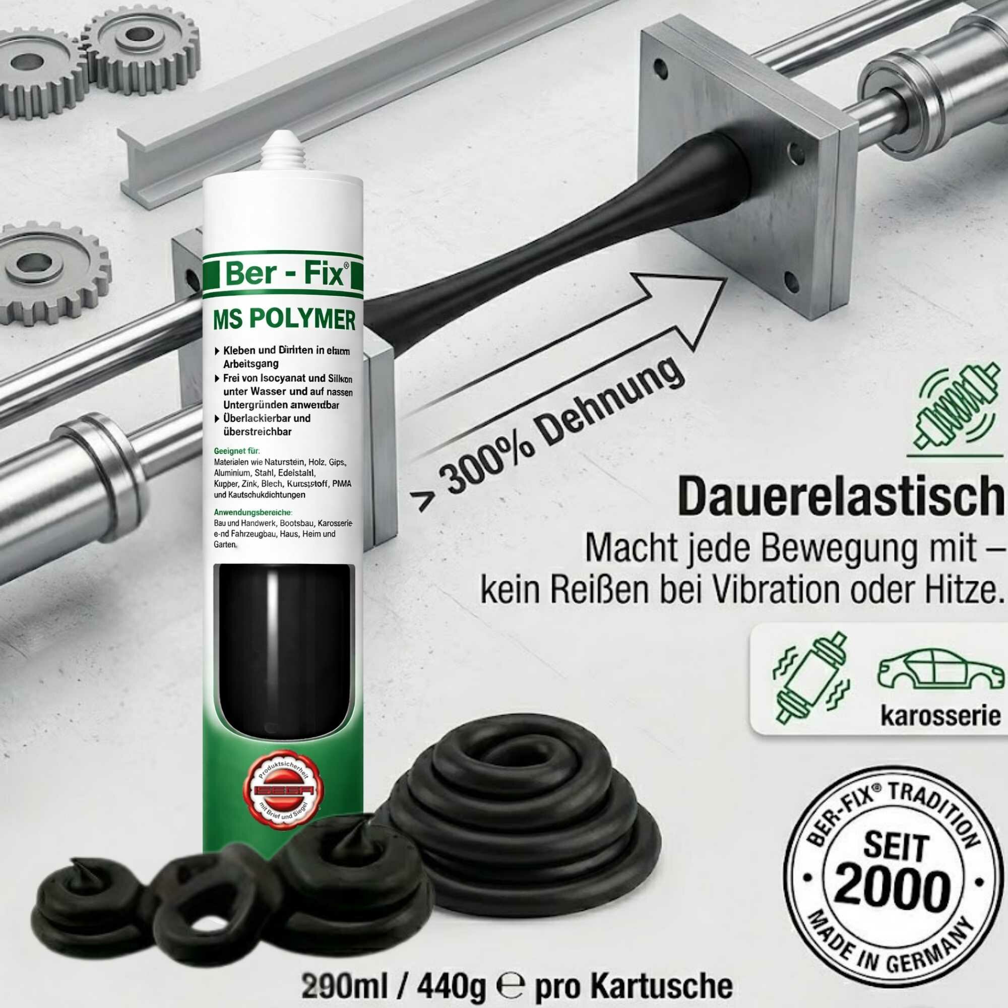 Ber-Fix® MS-Polymer Schwarz 10x 290 ml + 400 ml Reiniger – Caravan-Werkstattset