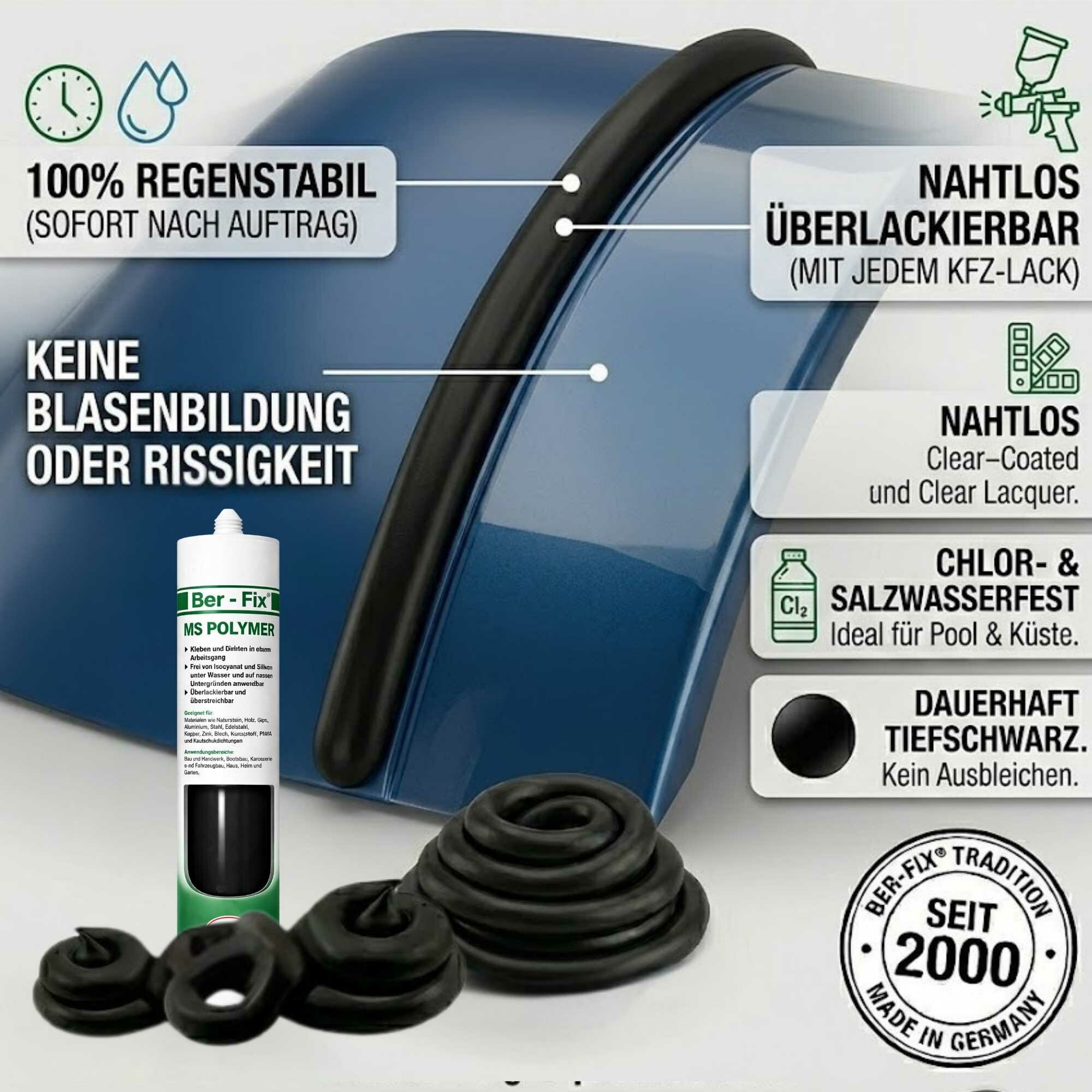 Ber-Fix® MS-Polymer Schwarz 10x 290 ml + 400 ml Reiniger – Caravan-Werkstattset